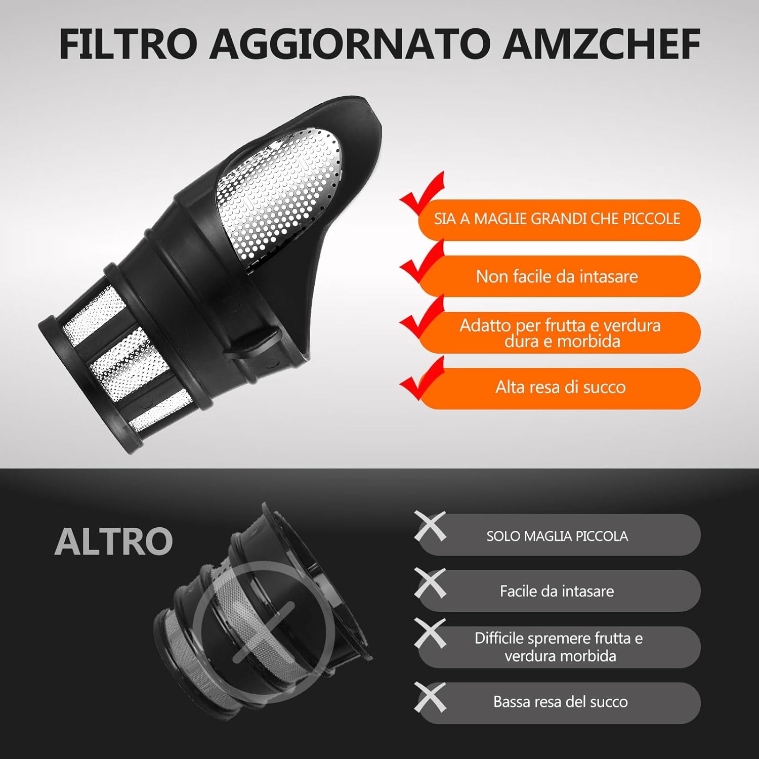 Amzchef Estrattore Frutta e Verdura con Apertura 80MM, Argento - immagine 3
