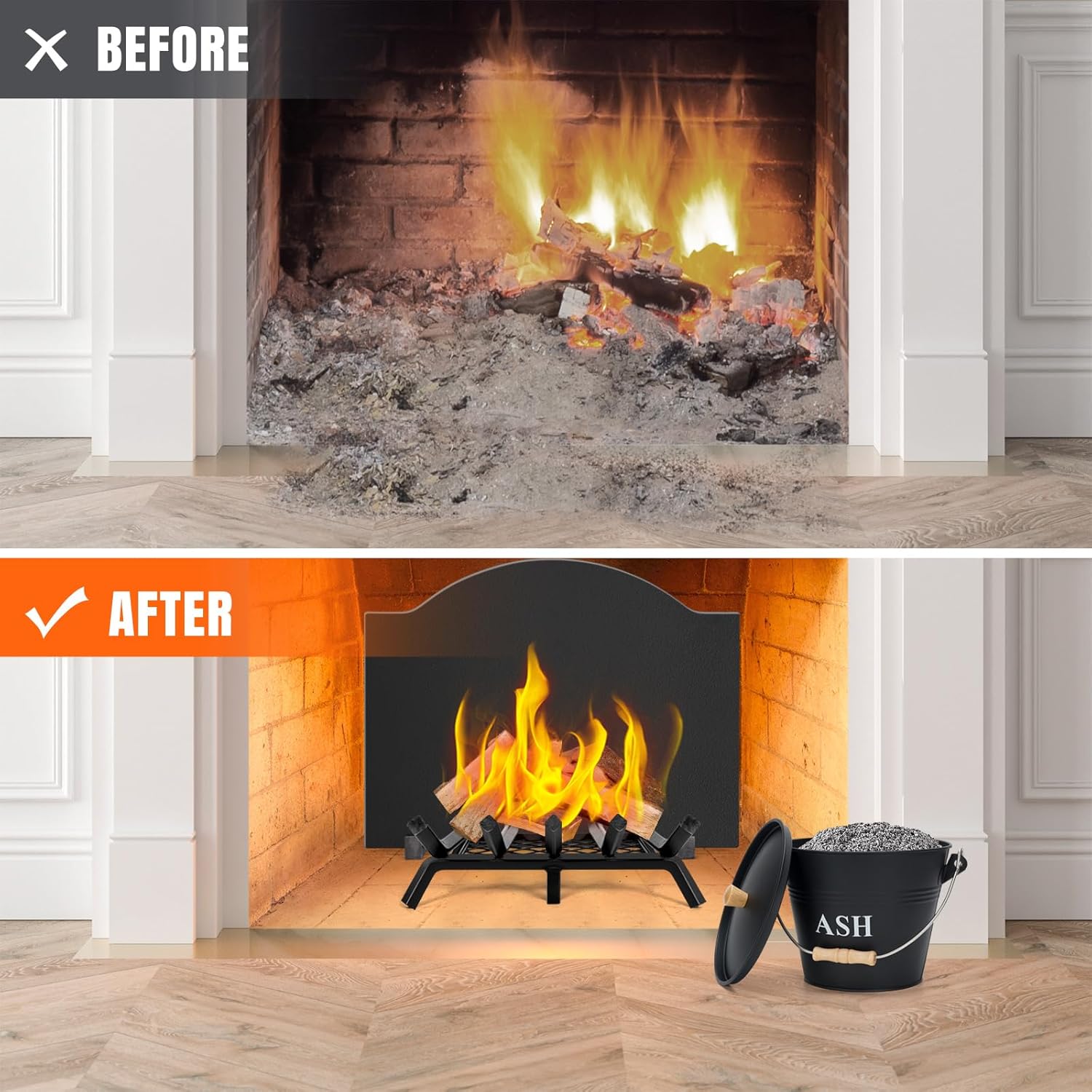 Mini Secchio per Cenere con Coperchio, Pala e Scopa - immagine 2