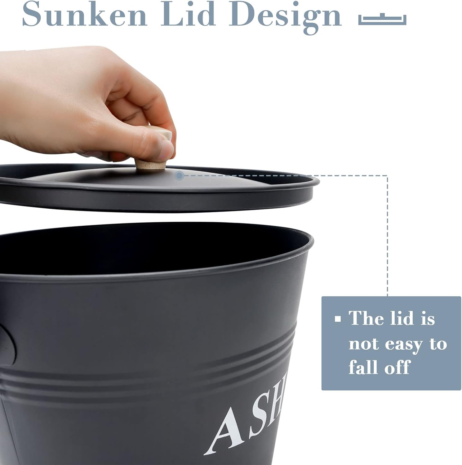 Mini Secchio per Cenere con Coperchio, Pala e Scopa - immagine 3