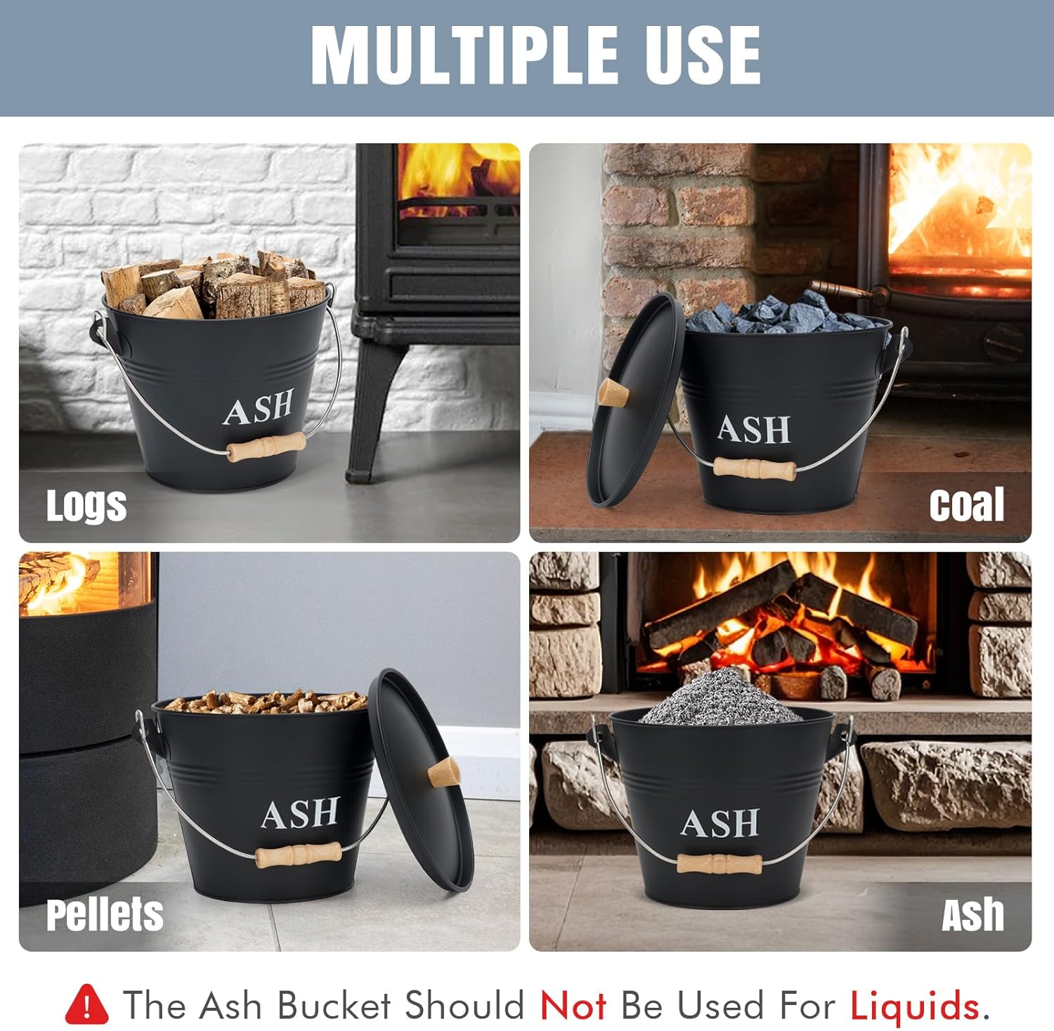 Mini Secchio per Cenere con Coperchio, Pala e Scopa - immagine 6