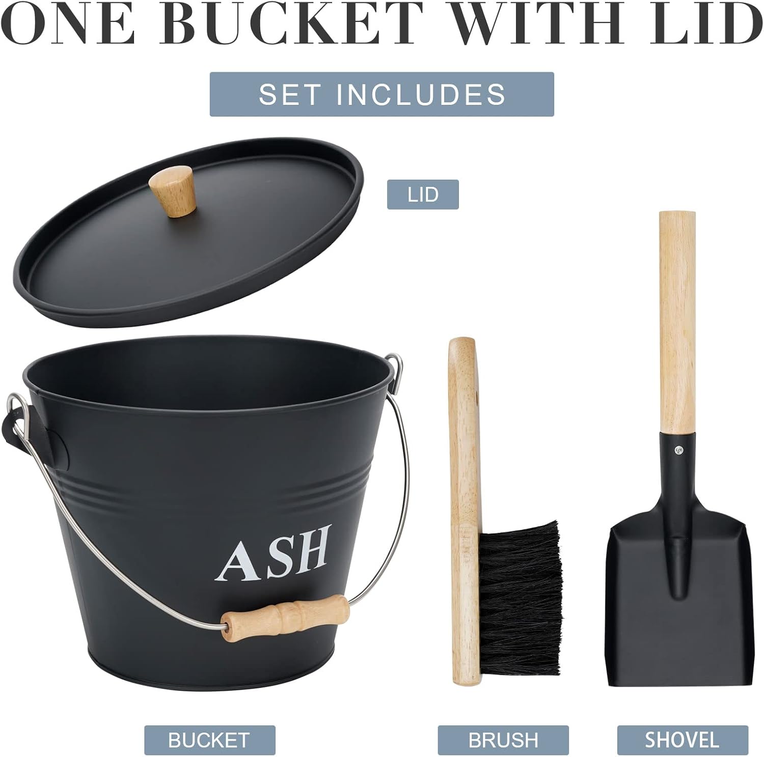 Mini Secchio per Cenere con Coperchio, Pala e Scopa - immagine 8