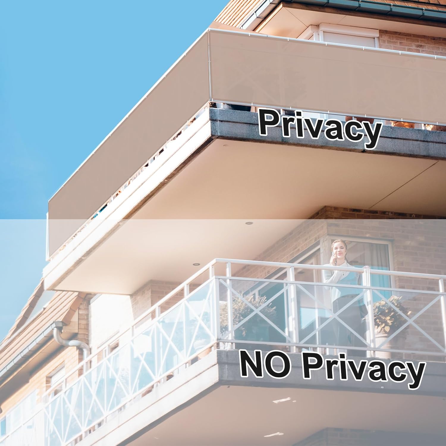 Sunnylaxx Frangivista Balcone 90x900 cm, Taupe - immagine 3