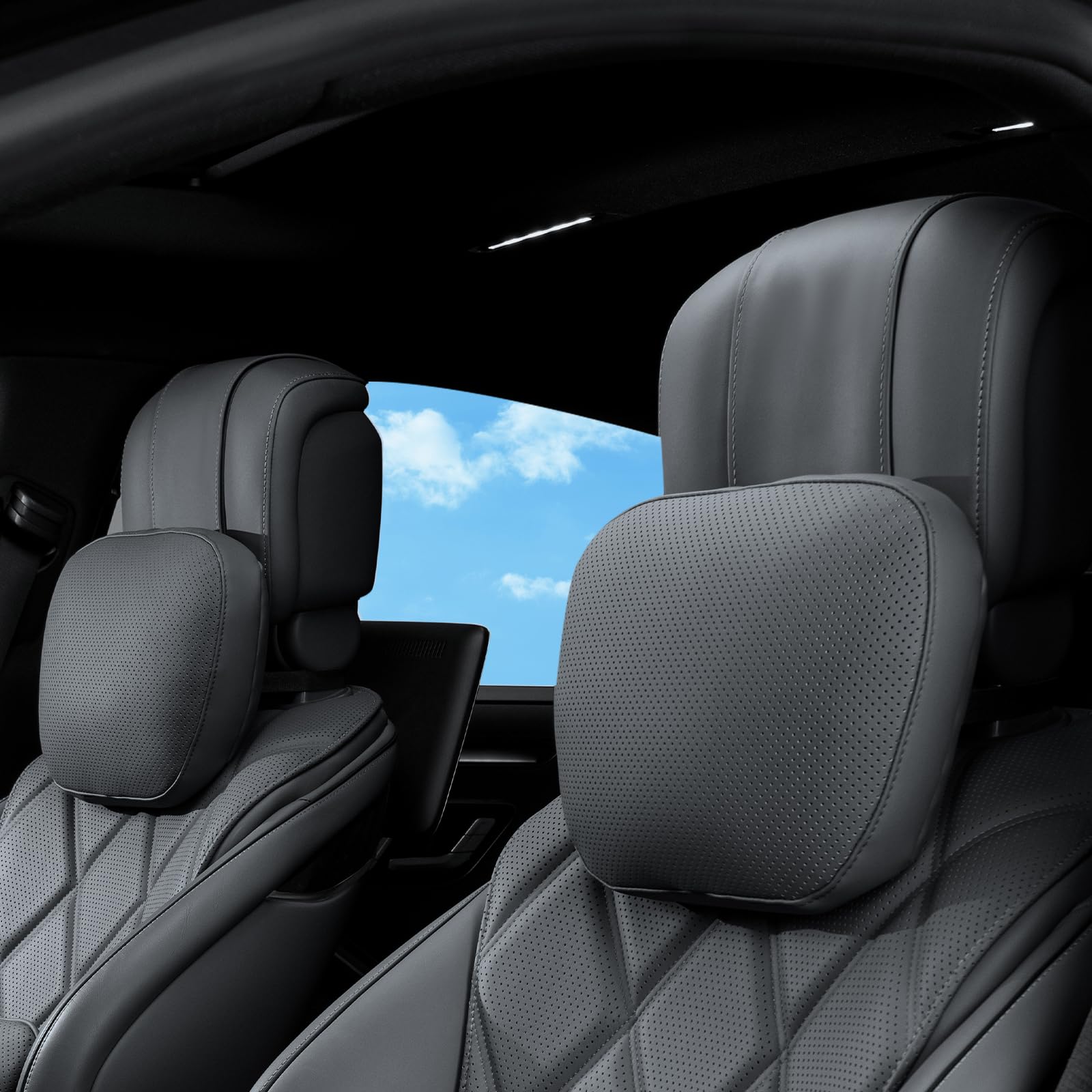 Cuscino Poggiatesta Auto in Pelle e Cotone - 2 Pezzi