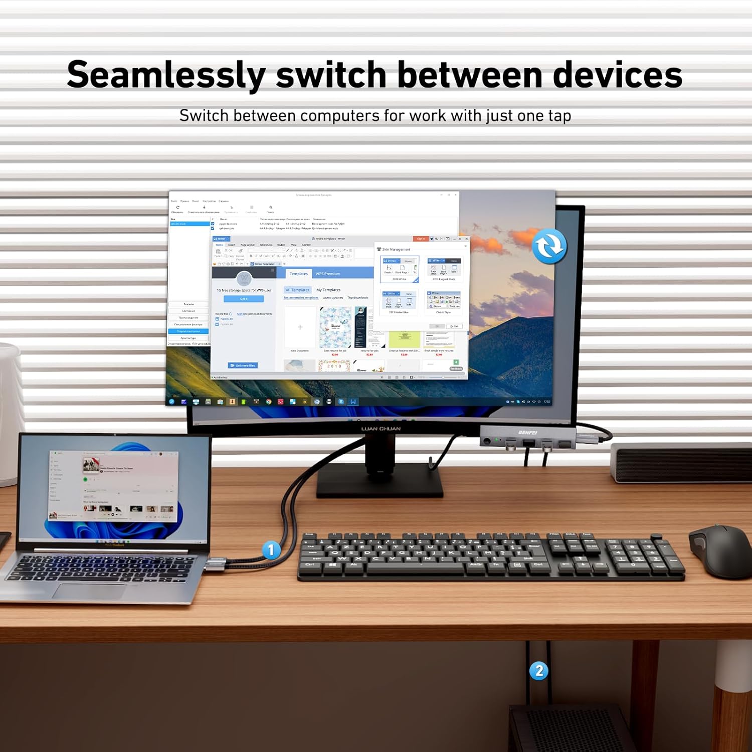 Benfei Switch KVM HDMI 2.1 8K@60Hz 2 In 1 Out - immagine 6