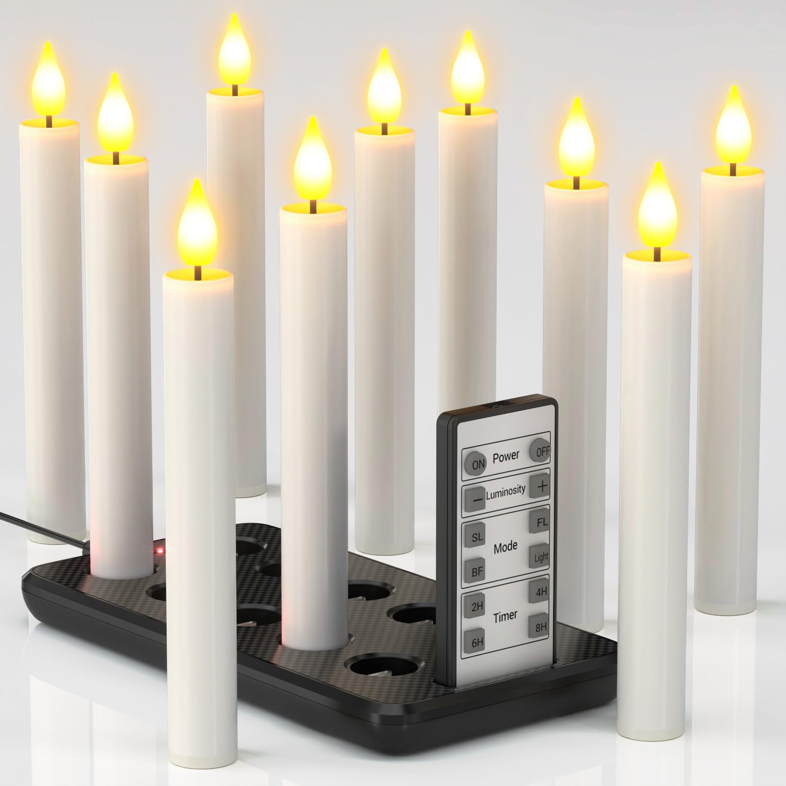 Yme Set 10 Candele LED Ricaricabili con Telecomando