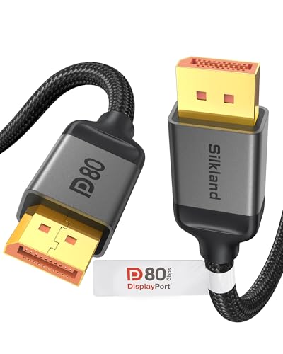 Silkland - Cavo DisplayPort 80 Gbps 2.1, 1,5 m, certificato VESA, DP80, 8K@240Hz 4K@960Hz/540Hz/480Hz/240Hz DP 2.1, 16K, HDR FreeSync G-Sync UHBR20 per PC, monitor da gioco, 5090 7900XTX