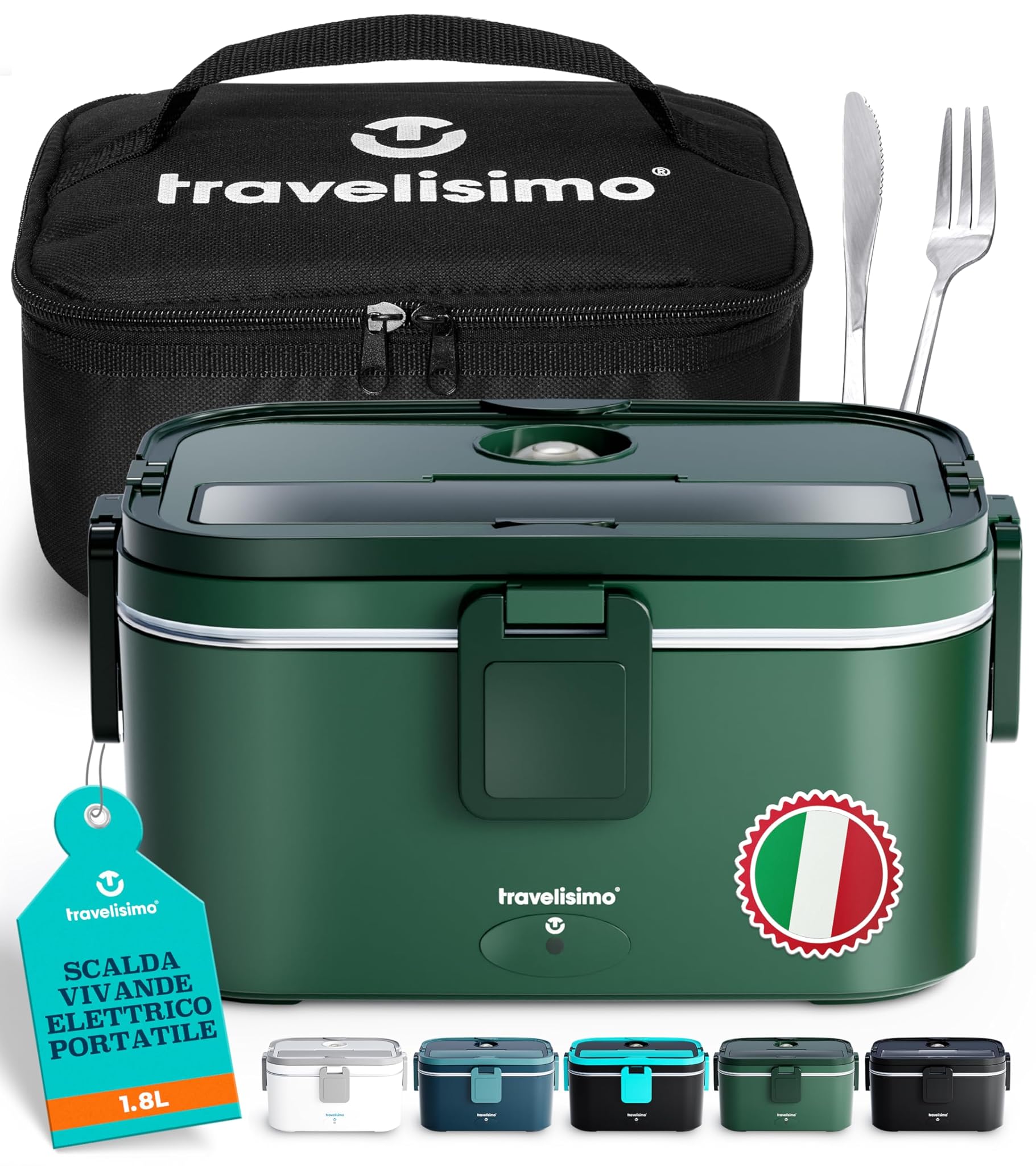 Travelisimo Scaldavivande Elettrico Portatile 80W 1,8L