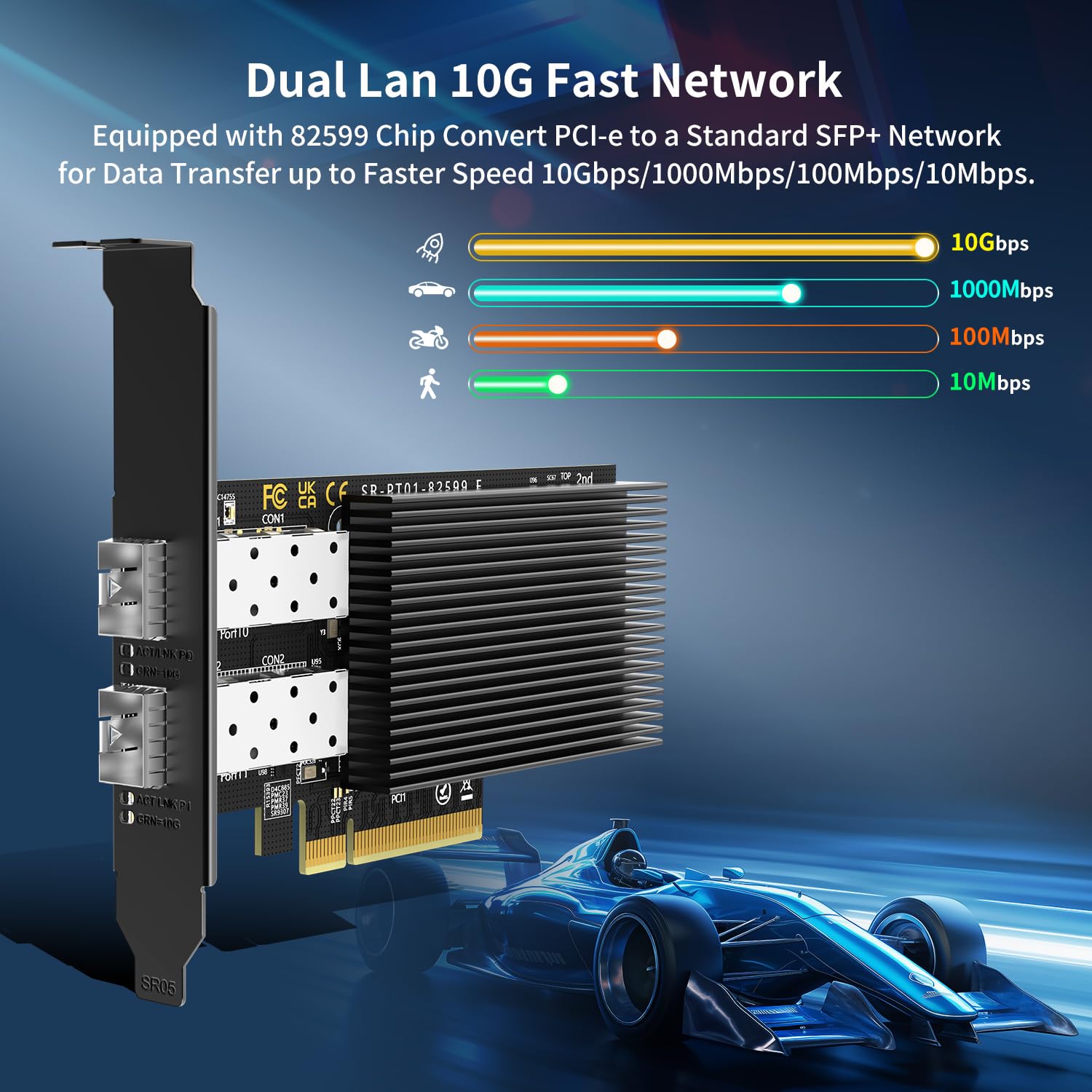 Scheda Ethernet 10Gb Gigaplus PCI-E Doppia Porta SFP+ - immagine 2