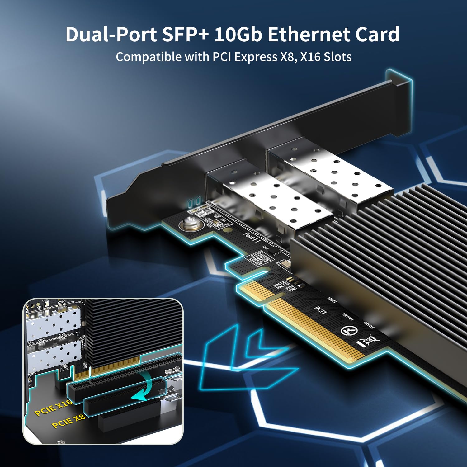 Scheda Ethernet 10Gb Gigaplus PCI-E Doppia Porta SFP+ - immagine 3