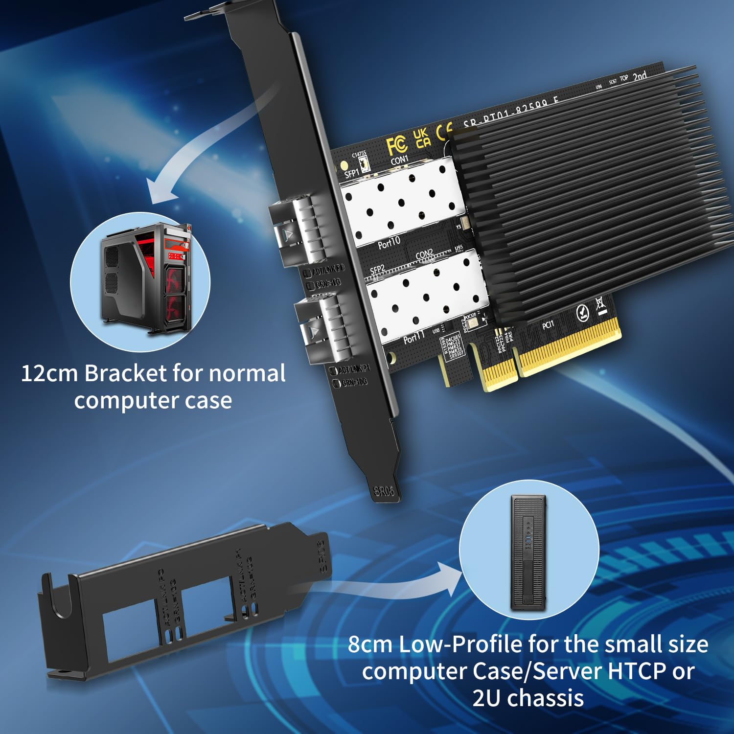 Scheda Ethernet 10Gb Gigaplus PCI-E Doppia Porta SFP+ - immagine 6