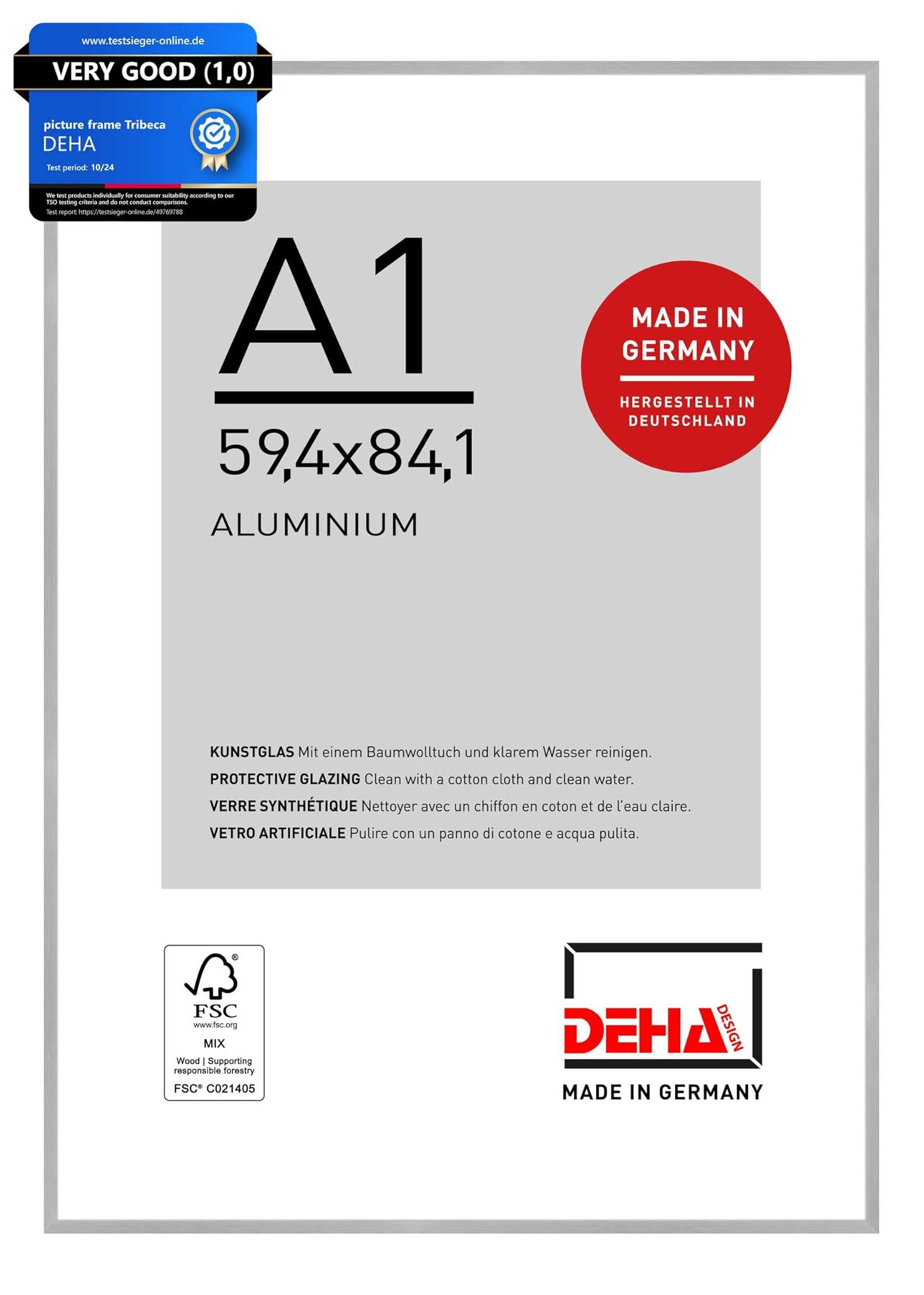 Deha Design Cornice per Foto A1 Alluminio Argento Opaco