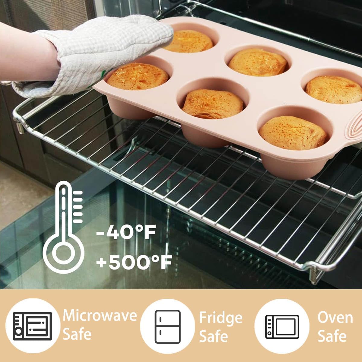 3 Pezzi Stampo per Muffin in Silicone - immagine 3