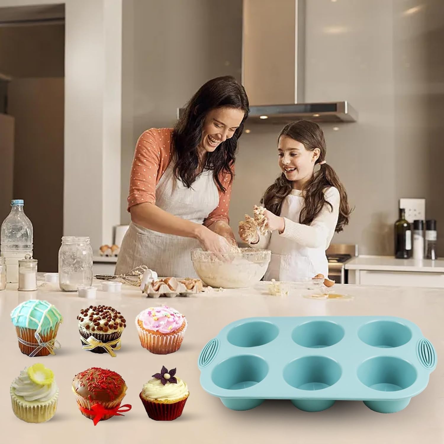 3 Pezzi Stampo per Muffin in Silicone - immagine 5