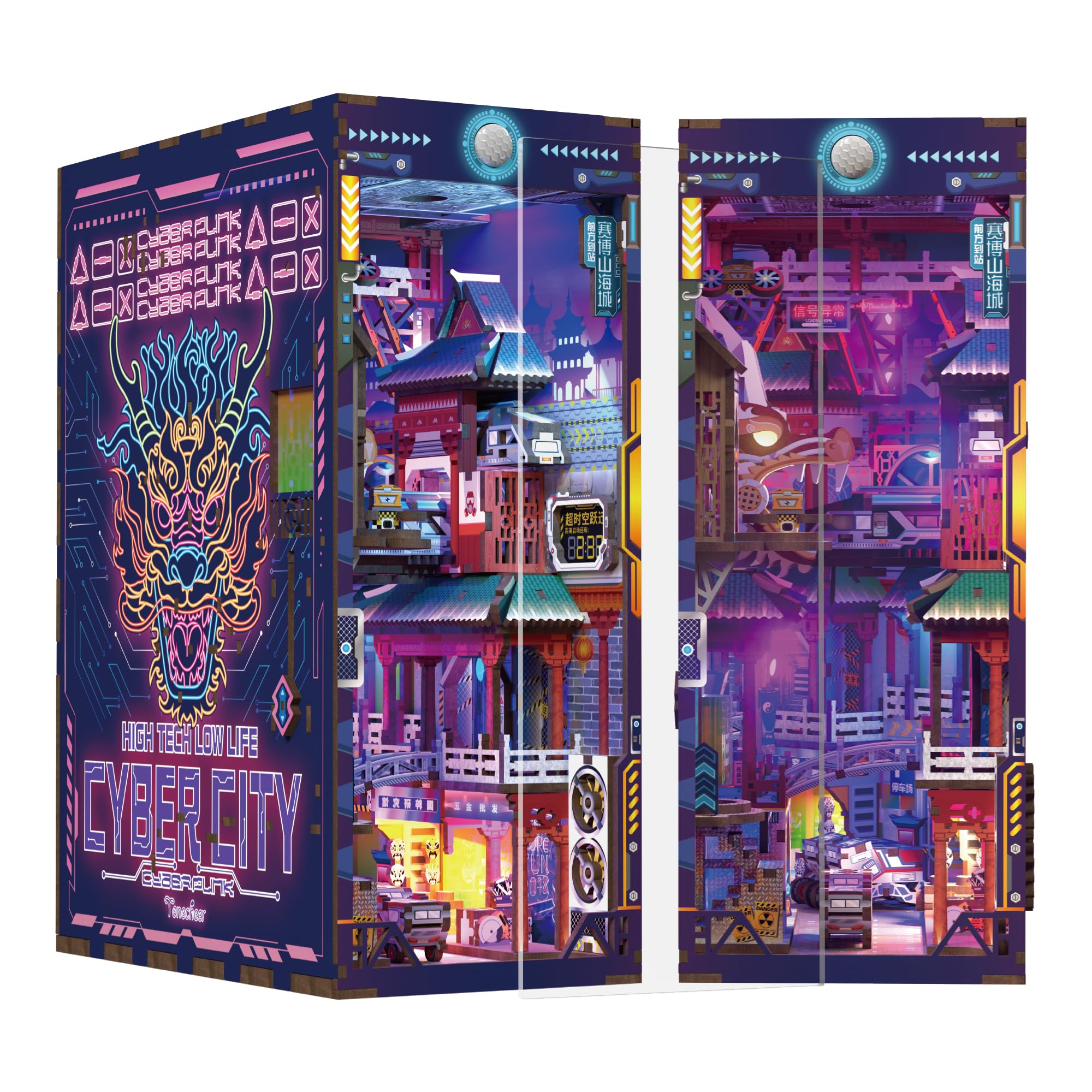 Tonecheer Book Nook Kit Puzzle 3D in Legno (Cyber City)