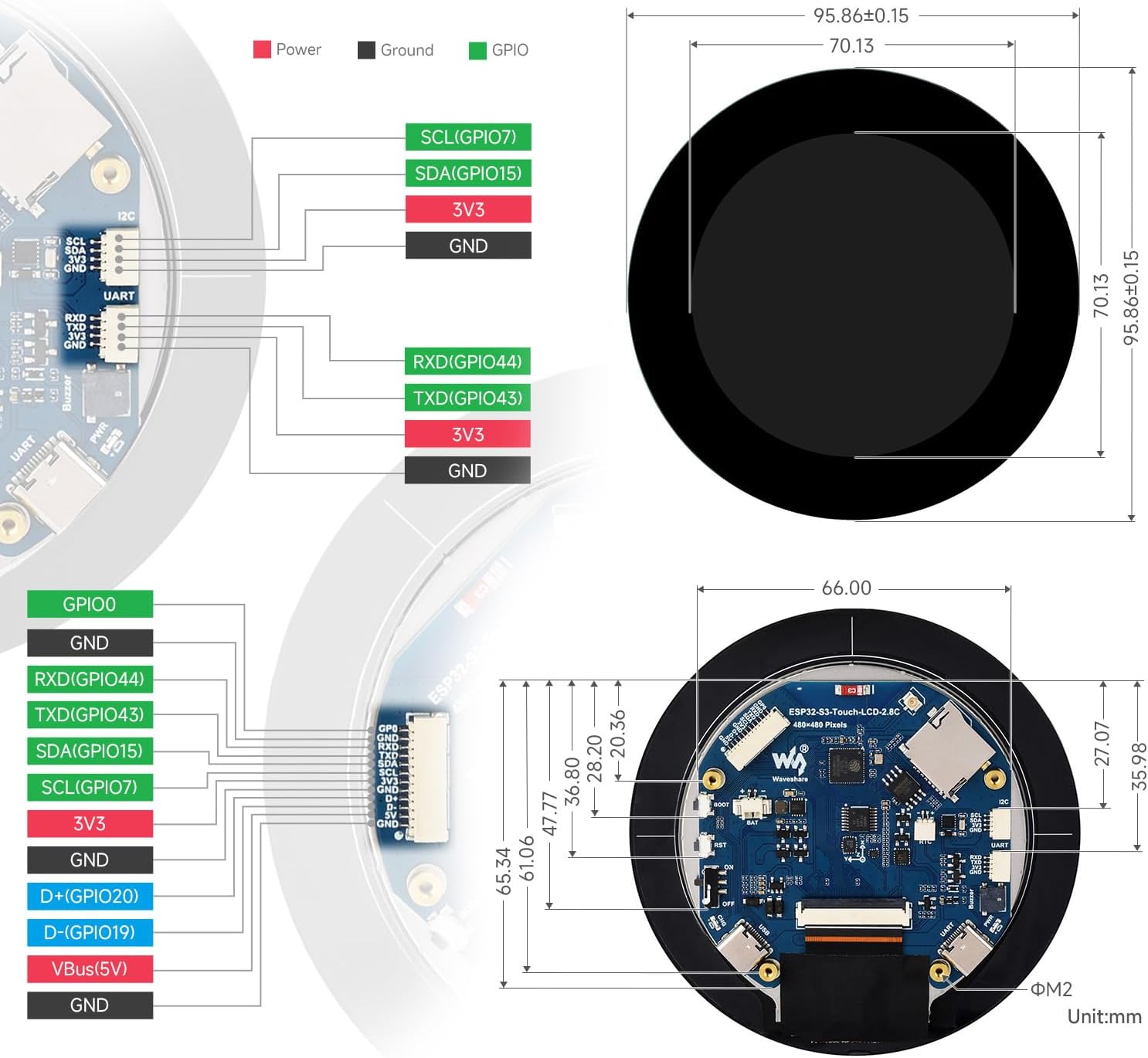 Waveshare ESP32-S3 Display Rotondo Touch Capacitivo 2.8'' - immagine 6