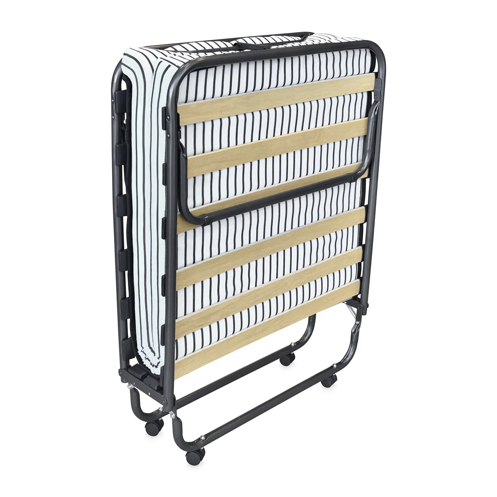 amuéblate online - Letto pieghevole 80 x 190 cm con materasso, pieghevole con materasso ospiti, struttura in metallo con 4 ruote, pratico e funzionale