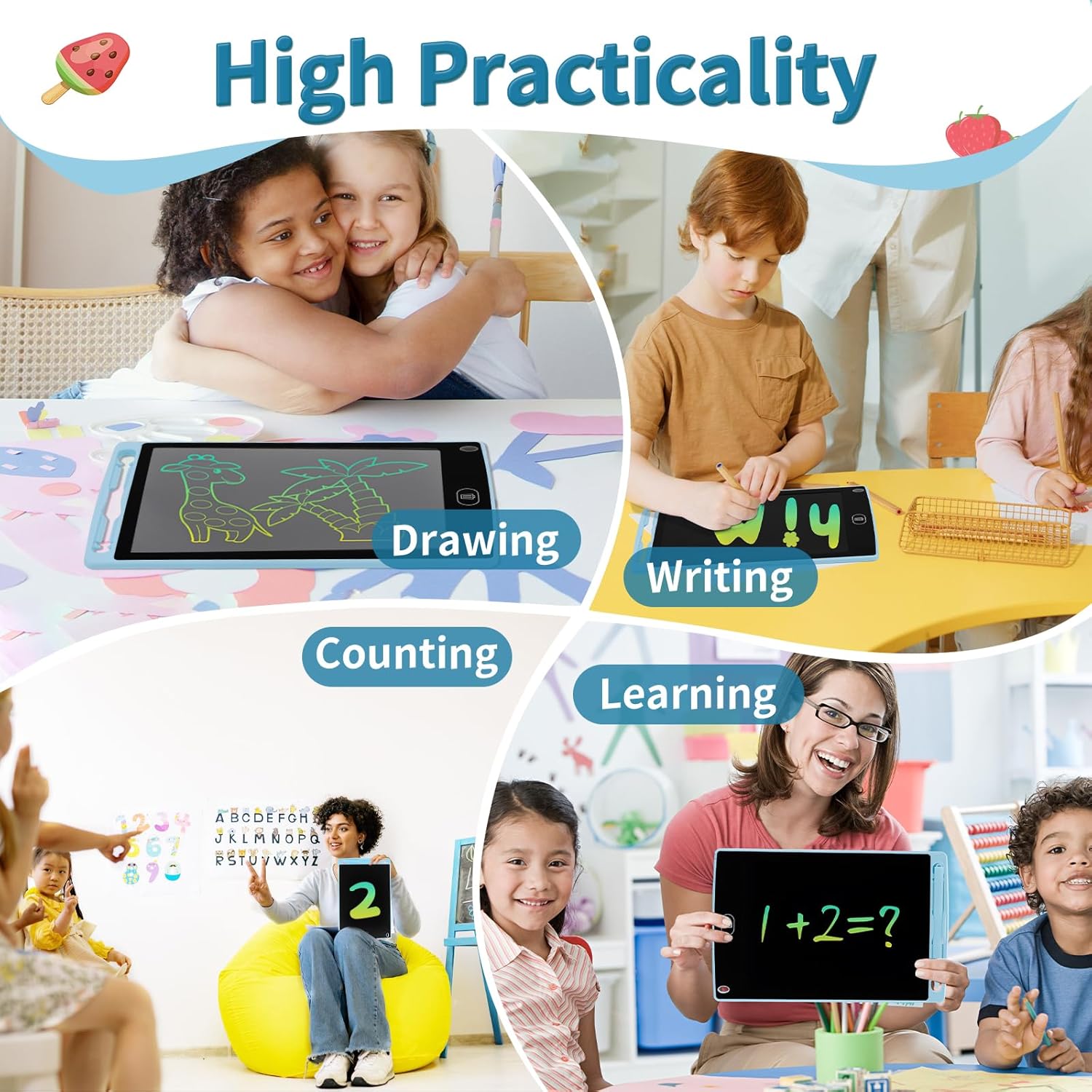 Genialba Tavoletta Grafica LCD Scrittura Colorato 12 Pollici, Blu - immagine 5