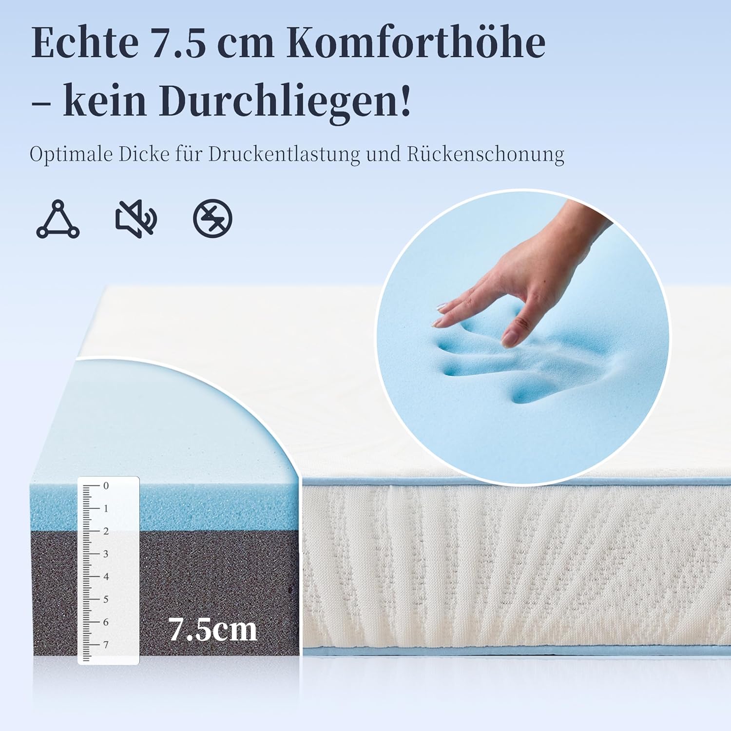 Topper Materasso 180x200cm Memory Foam e Schiuma Fredda - immagine 2