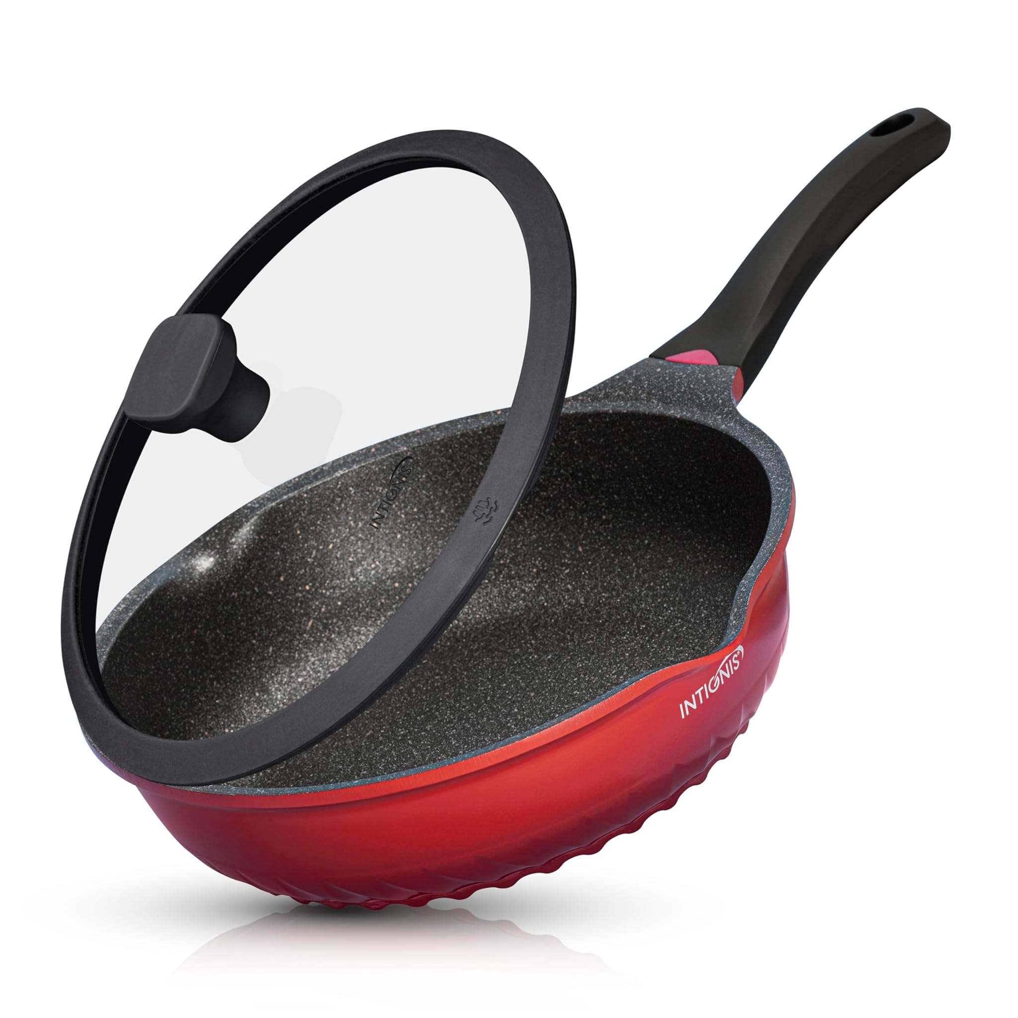 Padella Profonda con Coperchio 30cm, Rosso