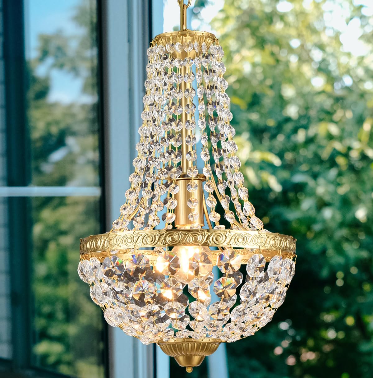 Lampadario Cristallo LED Oro Vintage E27