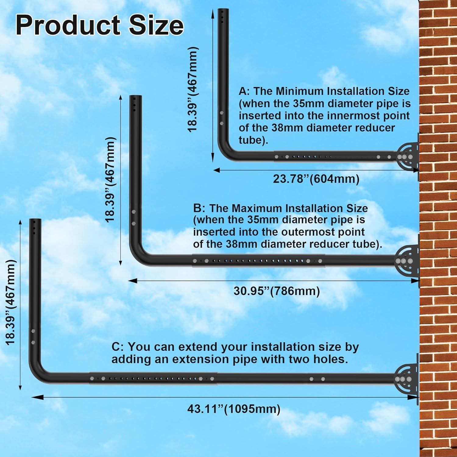 Staffa a Muro Regolabile per Antenna con Gomito 90° - immagine 4