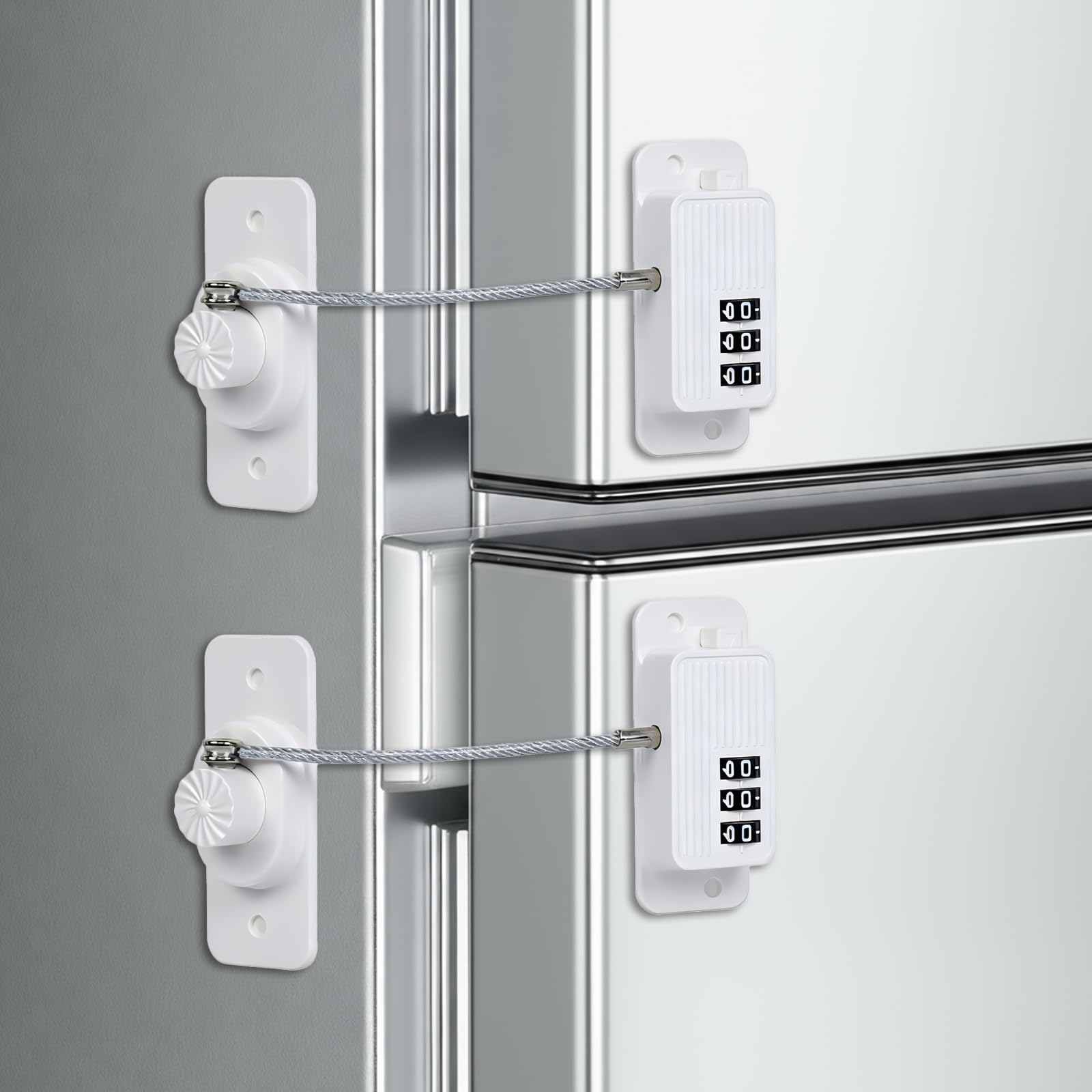 AiQInu Lucchetto per Frigorifero con Combinazione, 2 Pezzi Blocca Finestra Senza Foratura, Blocca Ante Password per Frigo, Cassetti, Finestre