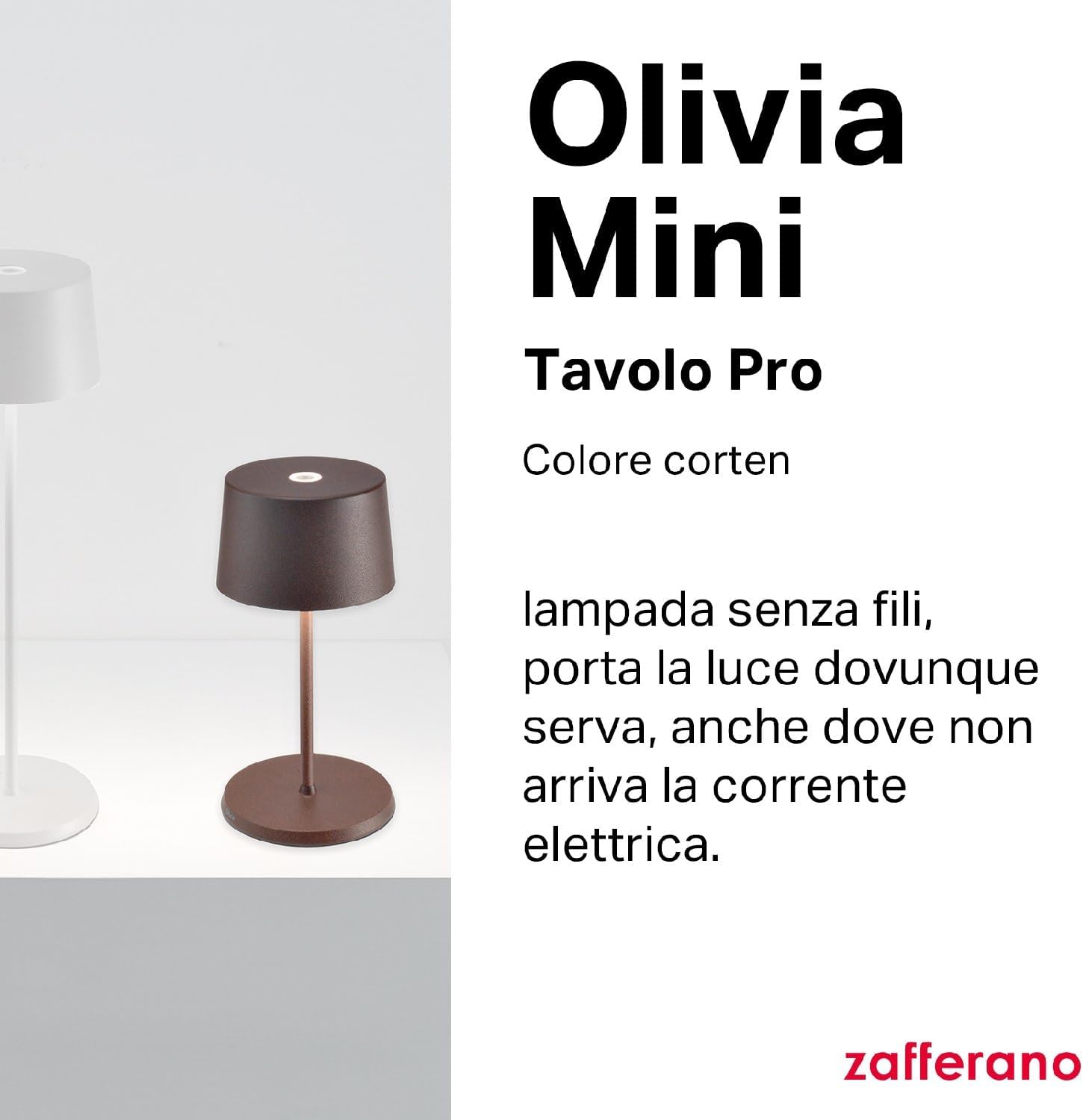 Zafferano Lampada Olivia Mini Portatile e Ricaricabile - immagine 2