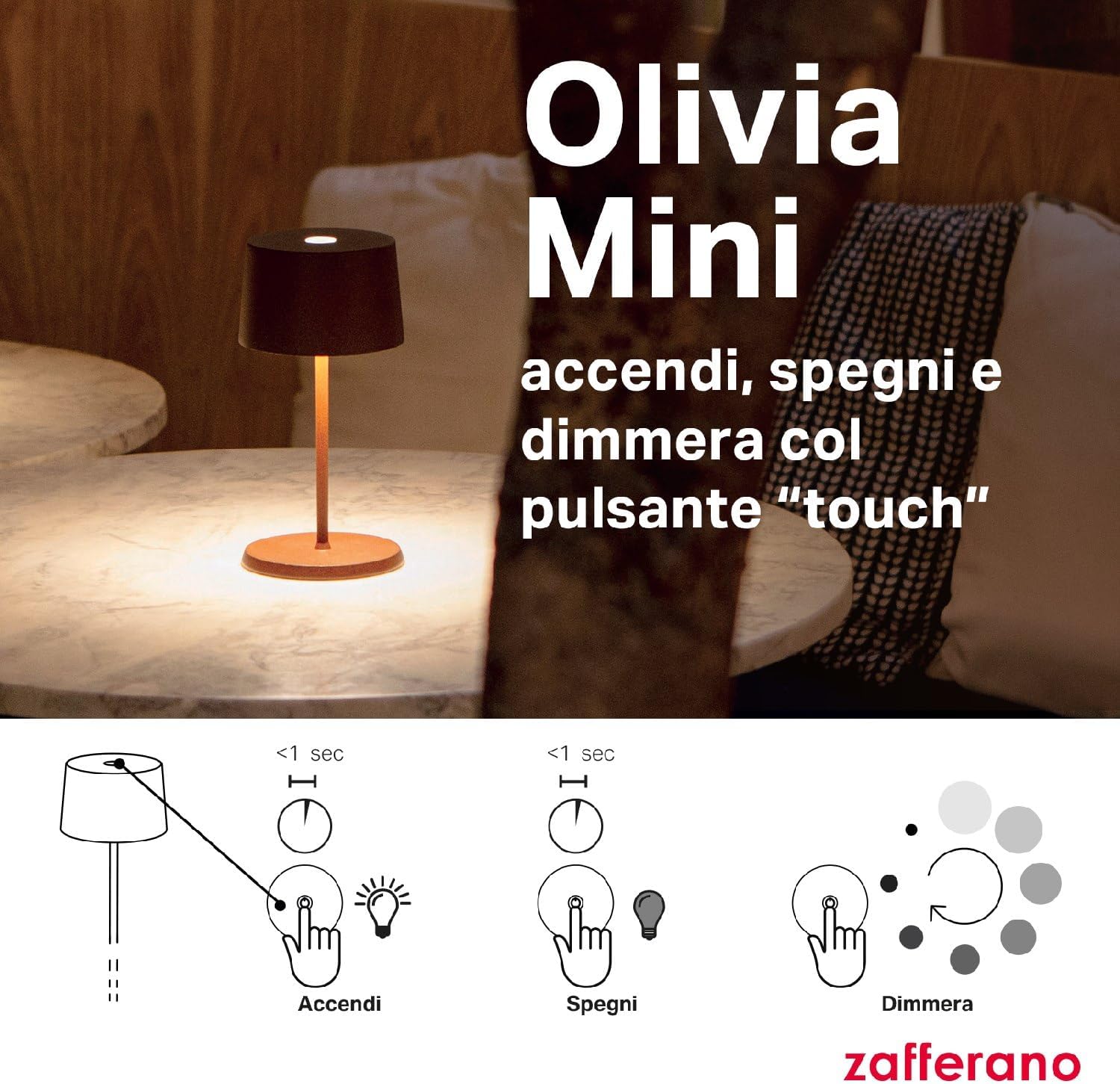 Zafferano Lampada Olivia Mini Portatile e Ricaricabile - immagine 5