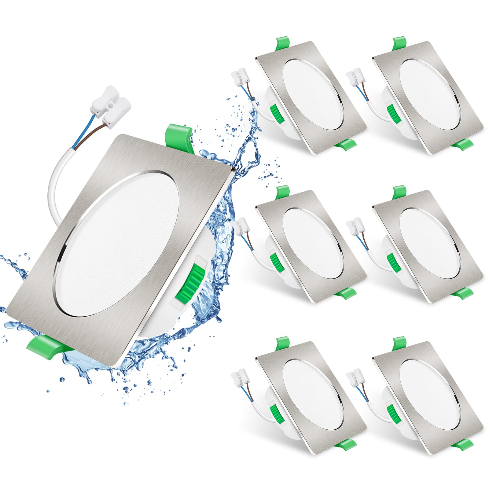 Downlight LED Dimmerabili 7W Slim Quadrati Nichel (6 pz)