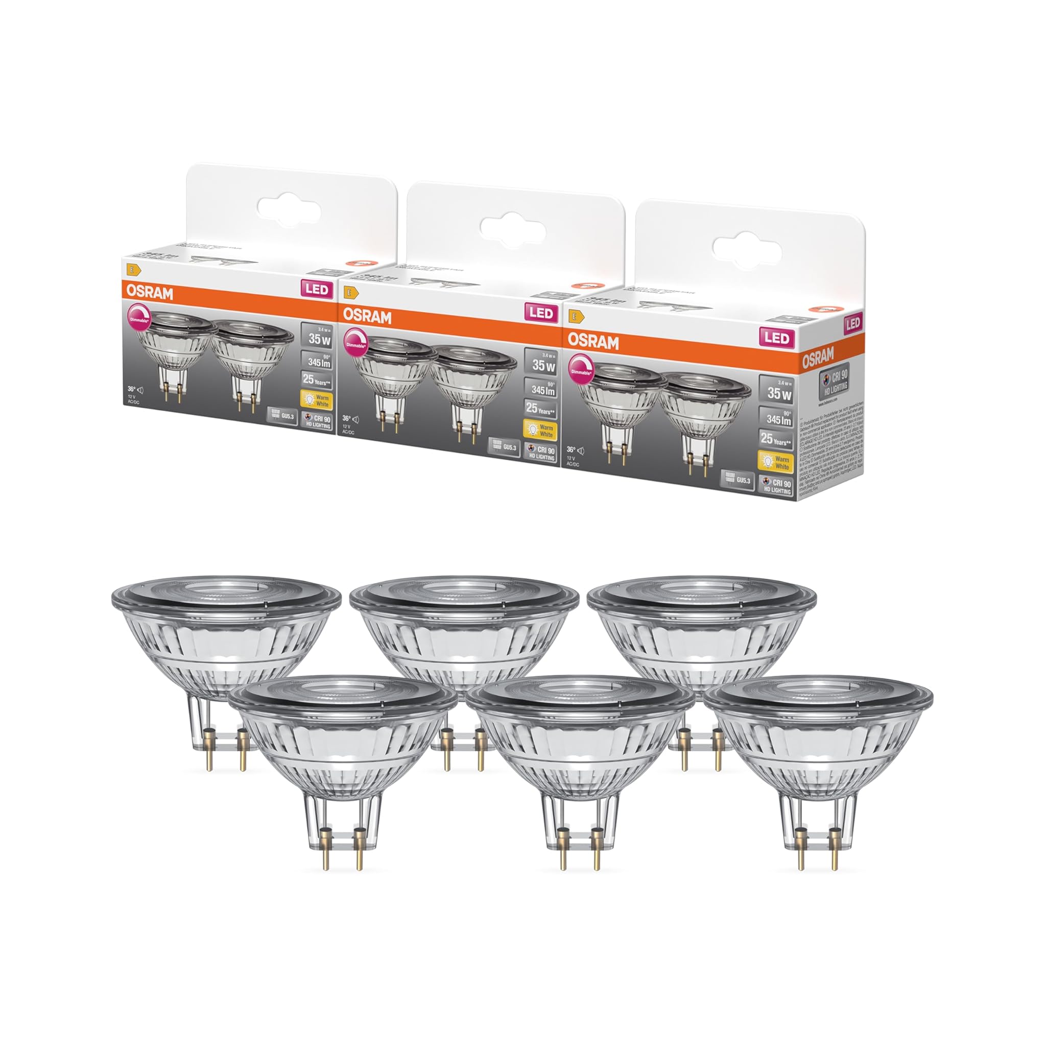 Osram Superstar MR16 - Lampada Spot LED 3,4W GU5.3 (3-Pack)