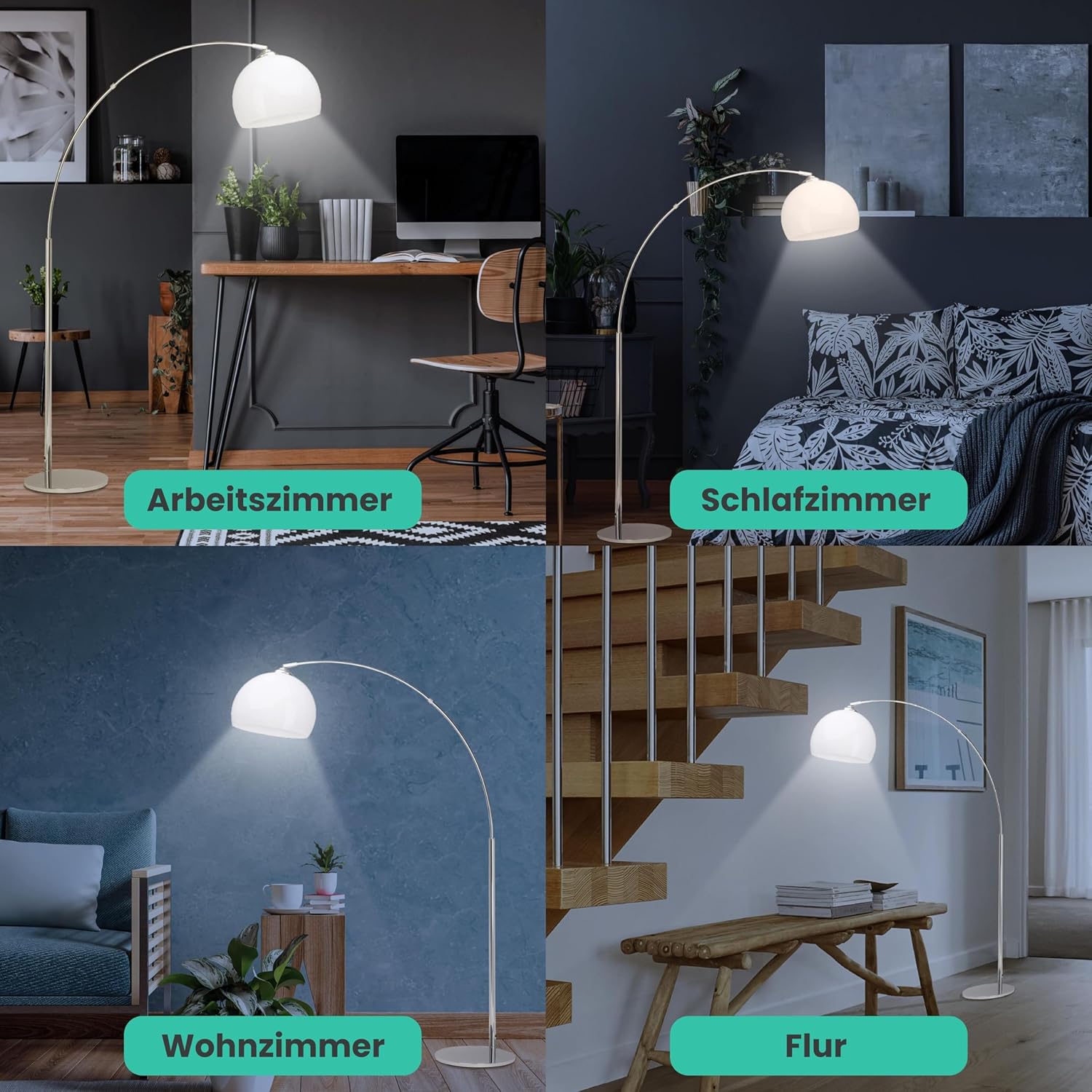 Brilliant Lampada Vessa Bow da Terra 1.7m Cromo/Bianco - immagine 4