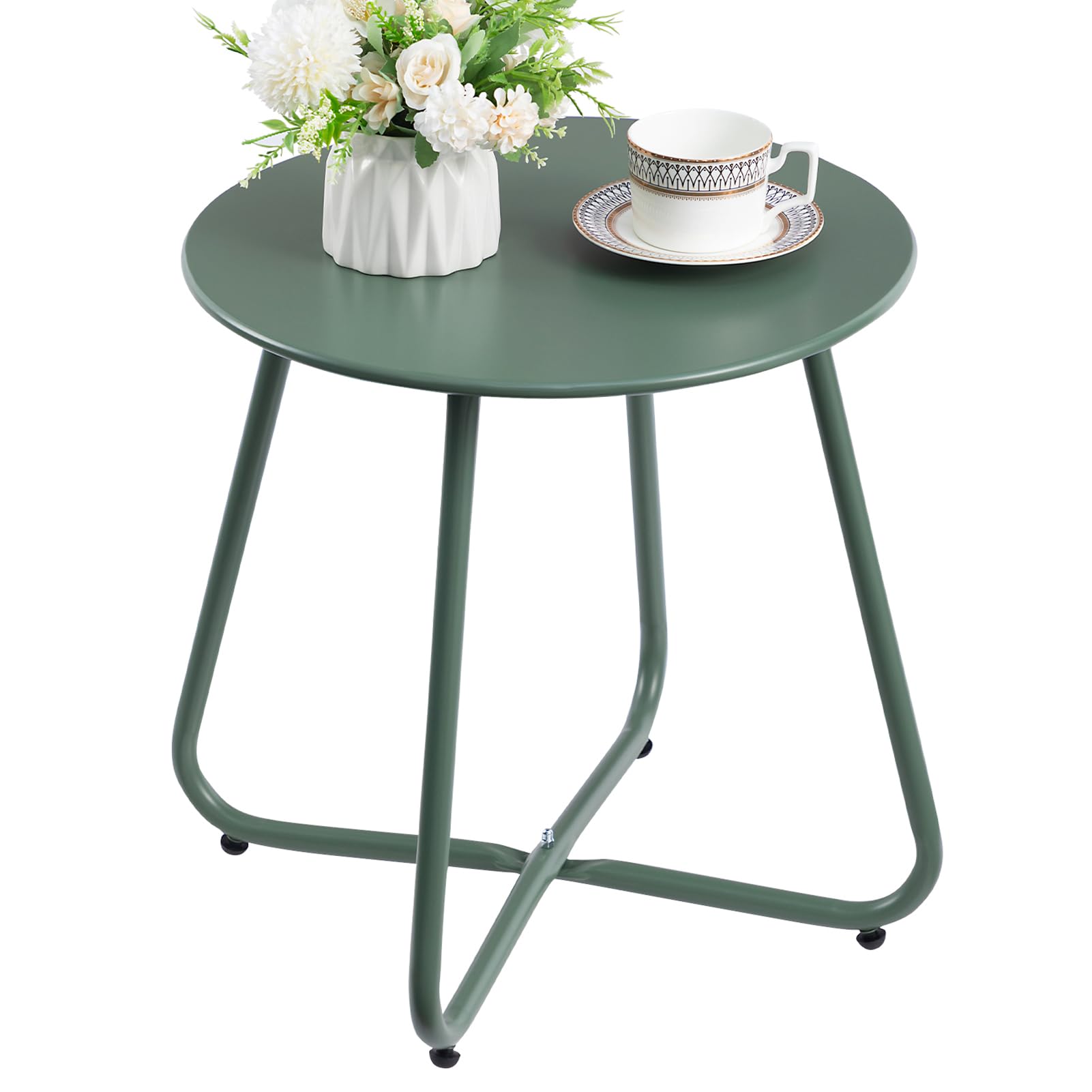 Hollyhome Tavolino Basso da Esterno Rotondo, Verde