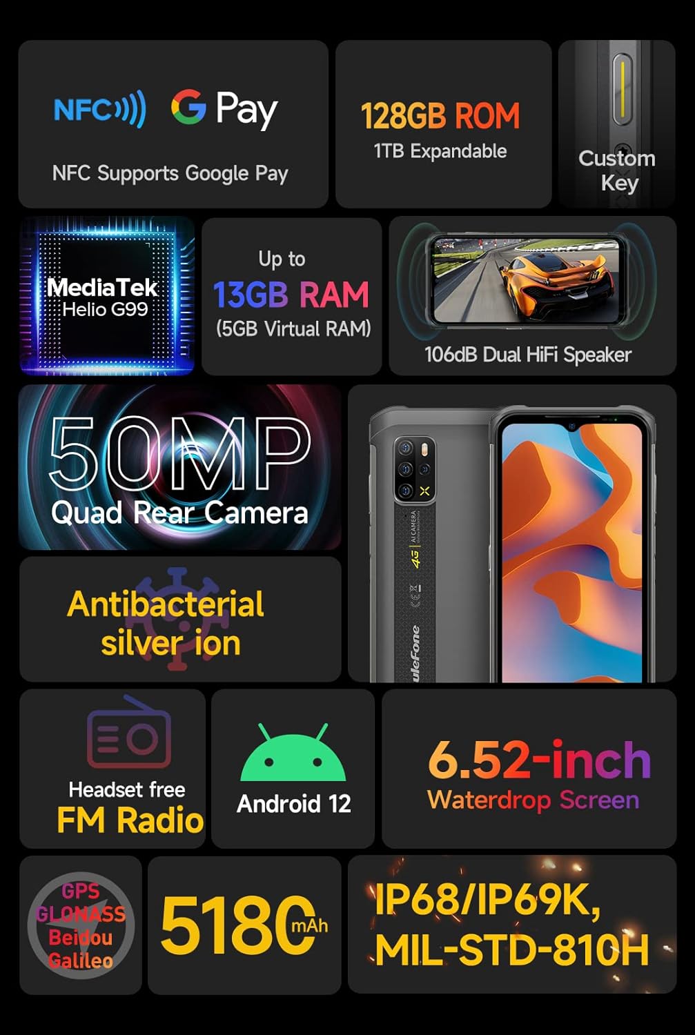 Ulefone Armor 12S - Telefono Robusto Android 12 - immagine 2