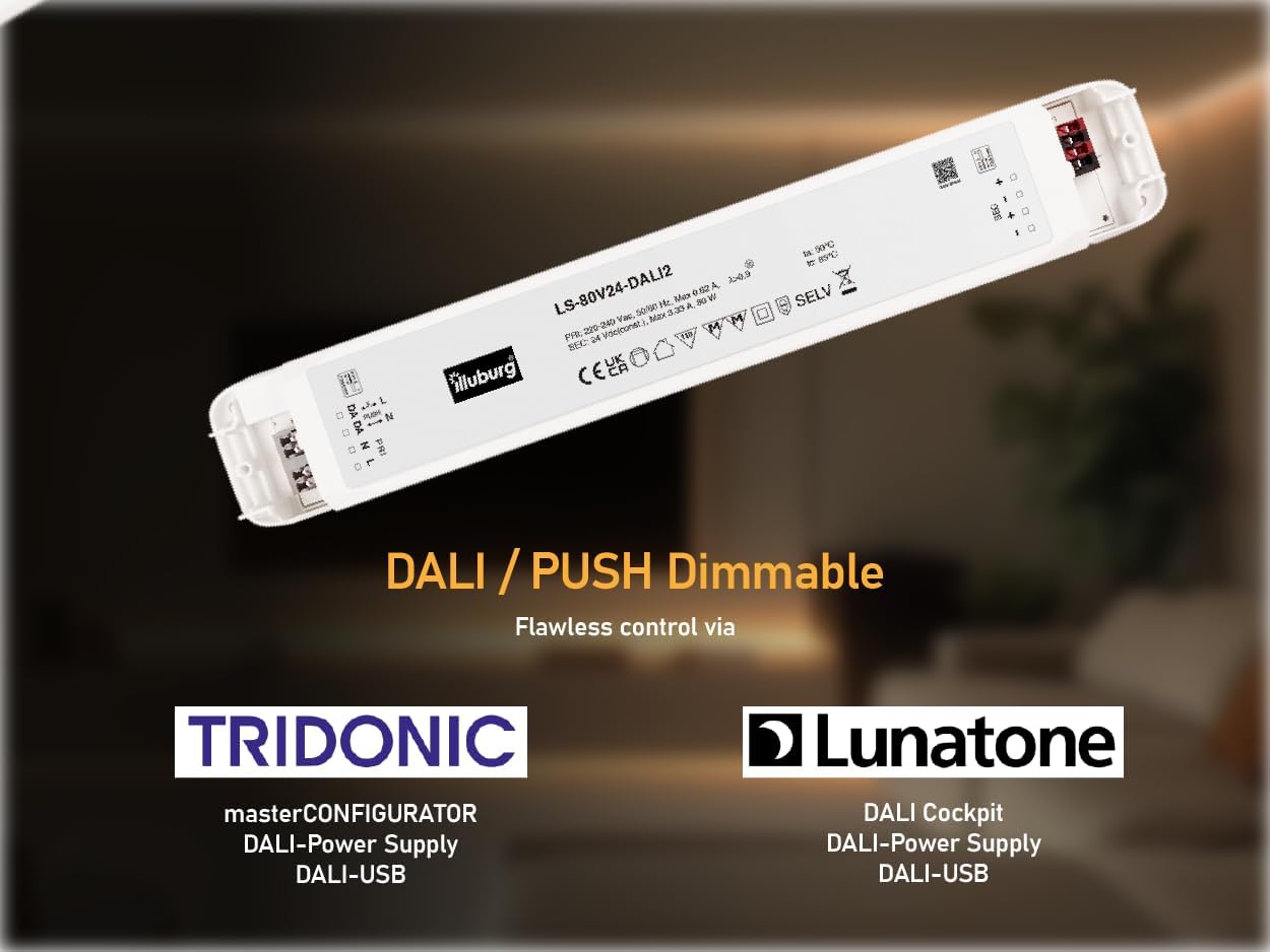 Trasformatore LED 24V 80W Dimmerabile DALI PUSH - immagine 2
