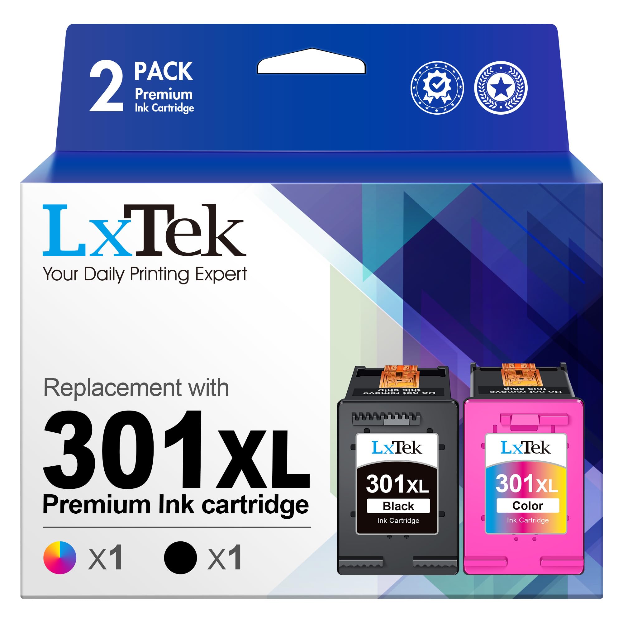 LxTek 301 XL Cartucce Rigenerate Nero e Colore (2-Pack)