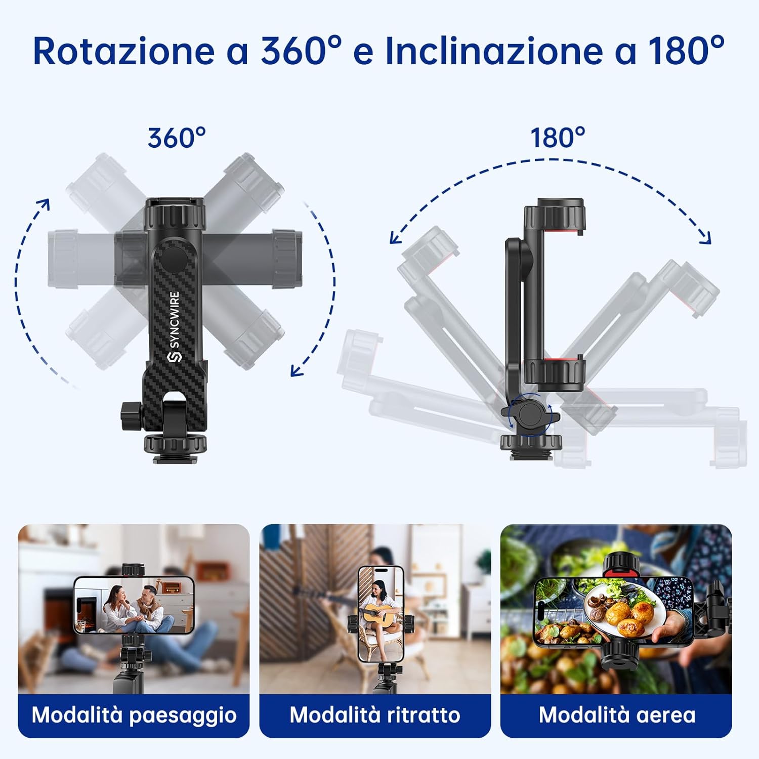 Syncwire Adattatore Cellulare per Treppiedi 360° - immagine 4