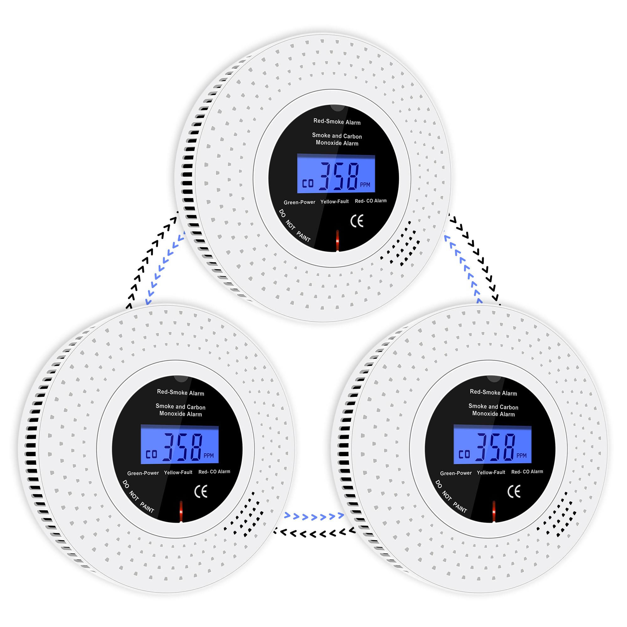 Scondaor Rilevatore Fumo e CO Combinato Wireless 3 Pezzi