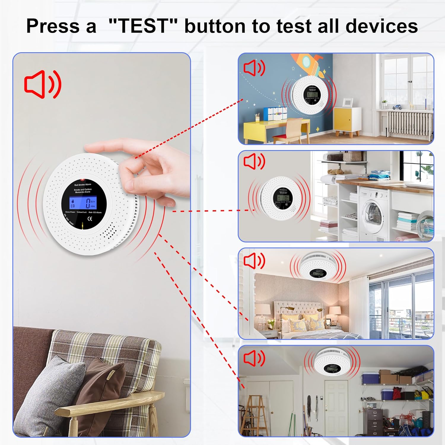 Scondaor Rilevatore Fumo e CO Combinato Wireless 3 Pezzi - immagine 3