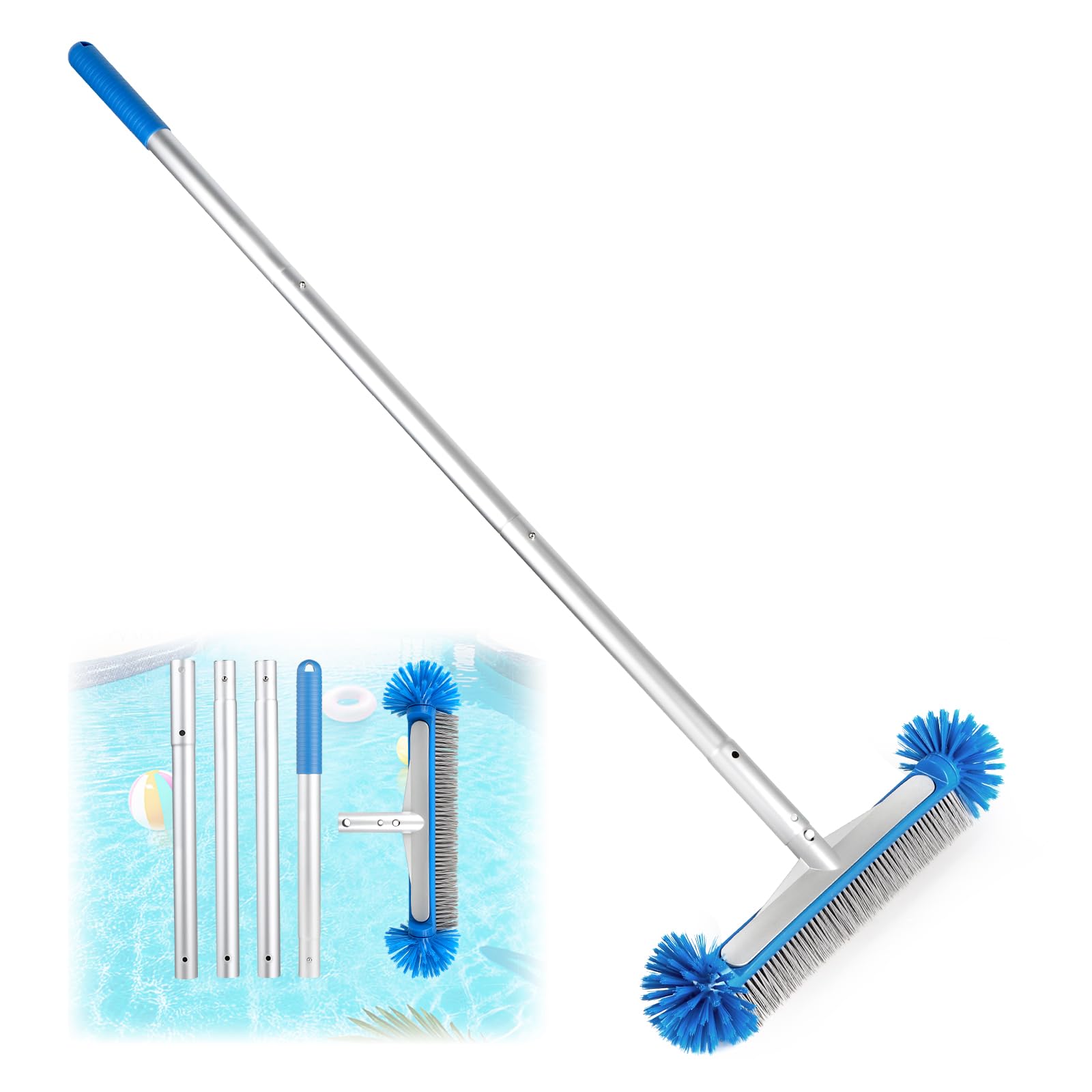 Lalago Spazzola Rotonda per Pavimenti con Manico Staccabile