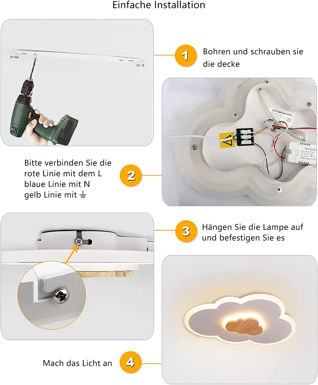 Fanlg Plafoniera a LED 30CM a Nuvole - immagine 9