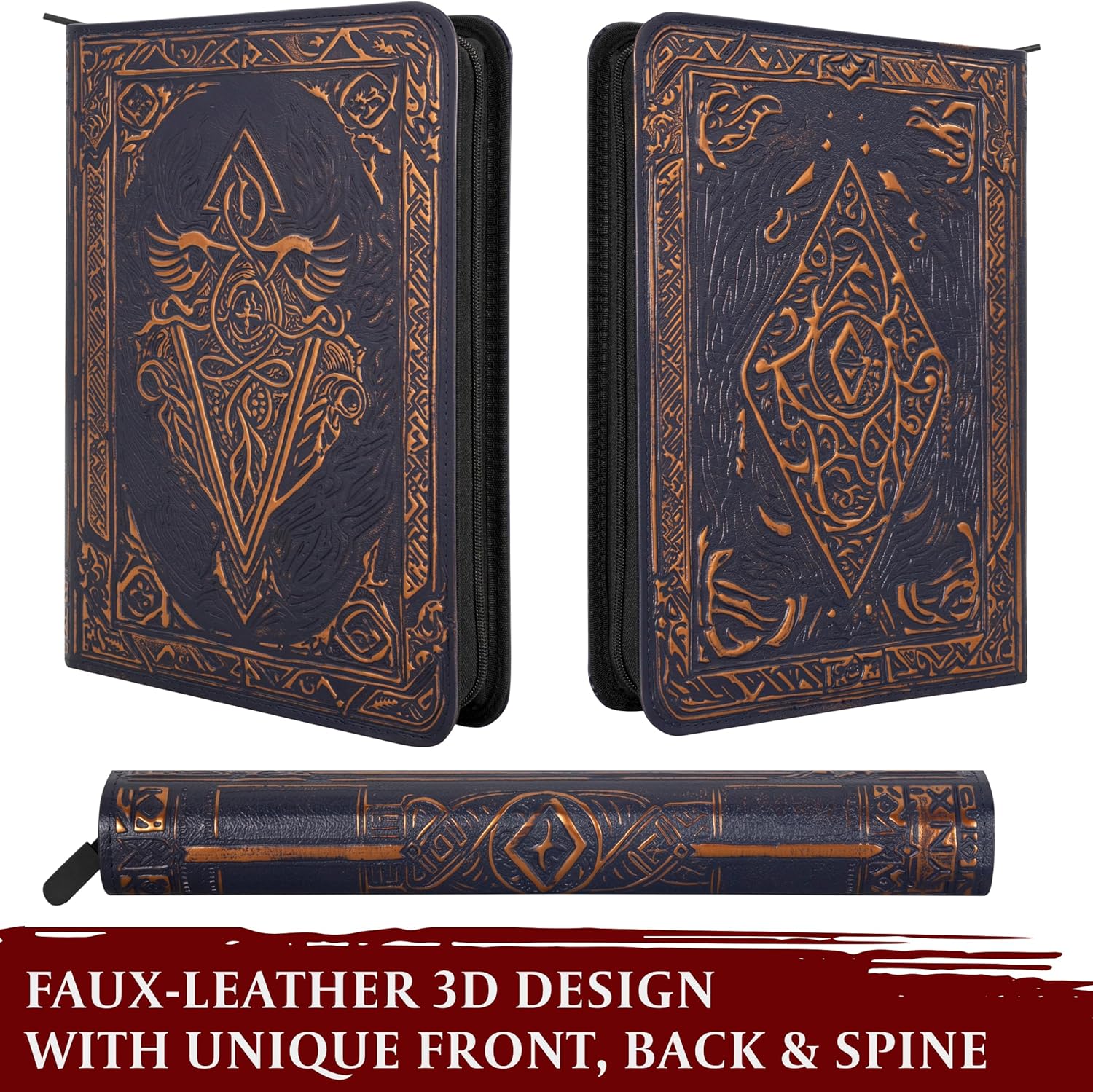 Raccoglitore Carte Collezionabili 9 Tasche con Zip, Blu - immagine 2