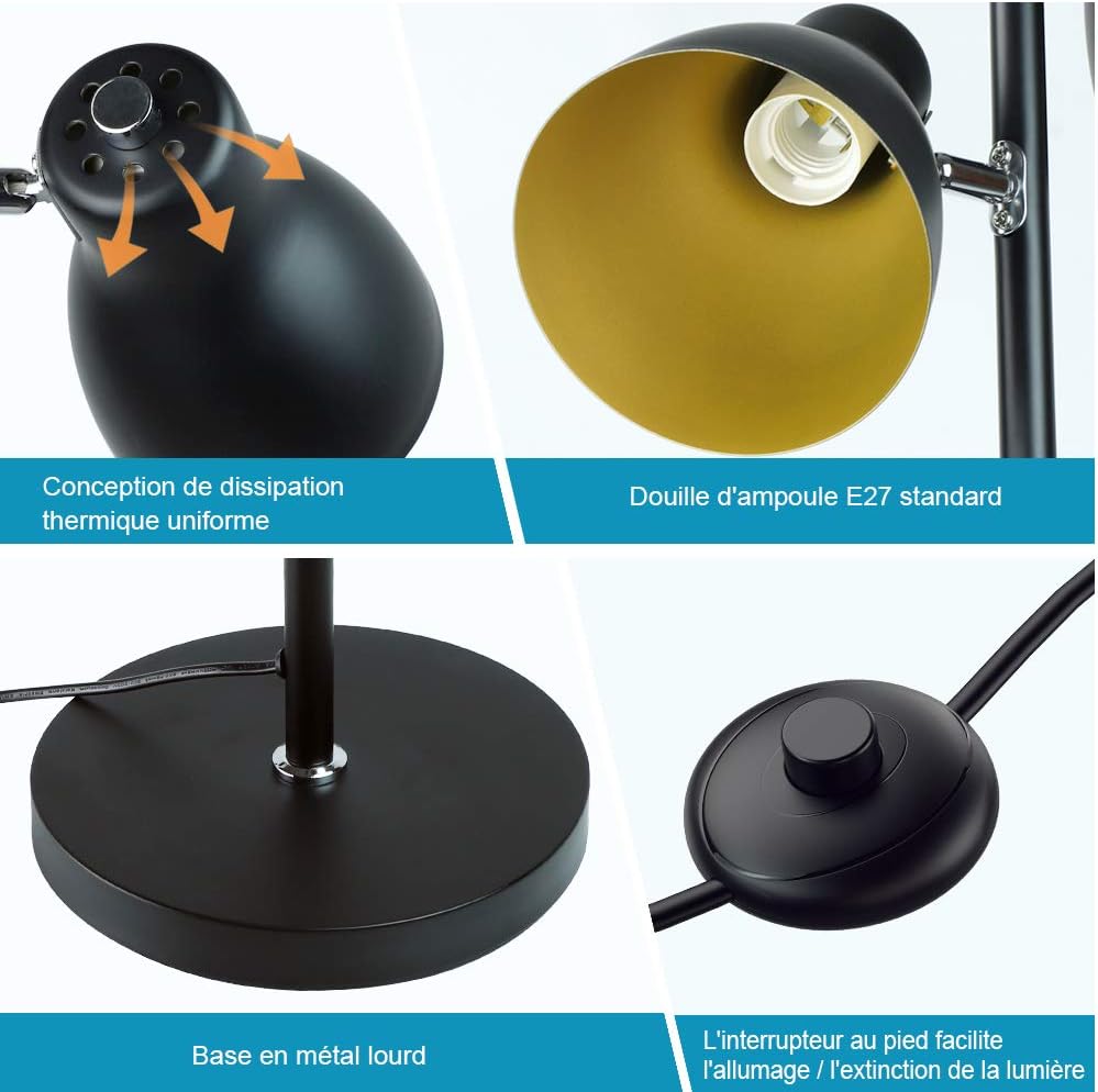 Depuley Lampada da Terra Salotto 3 Teste Flessibili - immagine 2