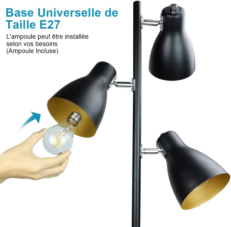 Depuley Lampada da Terra Salotto 3 Teste Flessibili - immagine 4