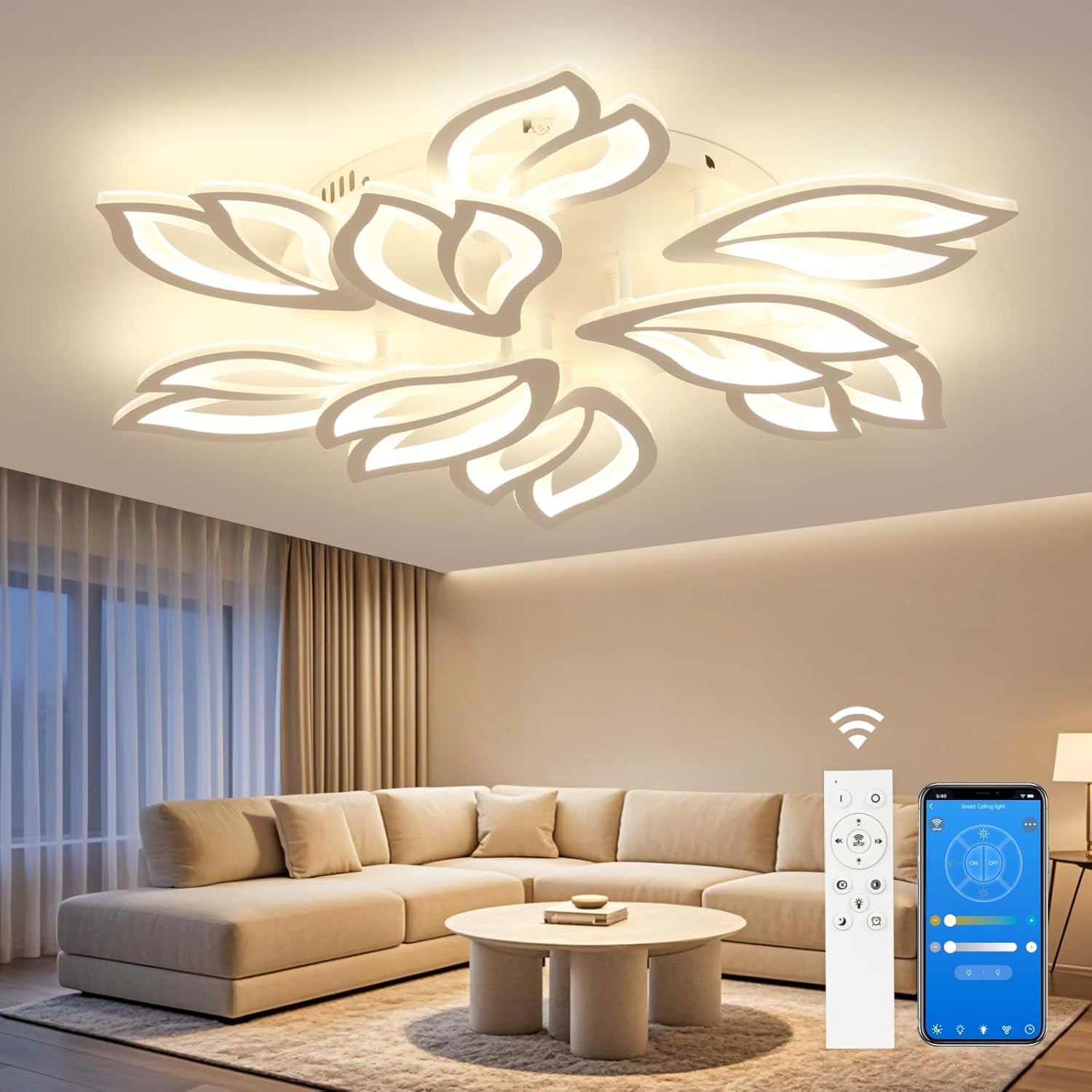 Otren Plafoniera LED Soffitto Moderna Dimmerabile 80W 72CM