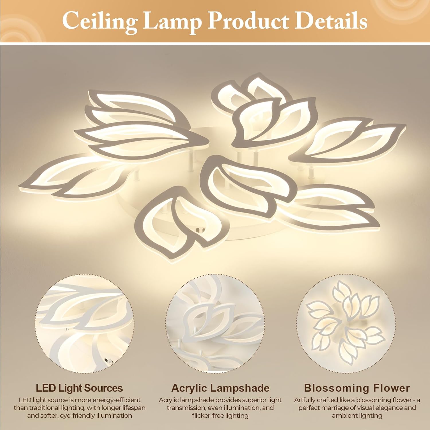 Otren Plafoniera LED Soffitto Moderna Dimmerabile 80W 72CM - immagine 3