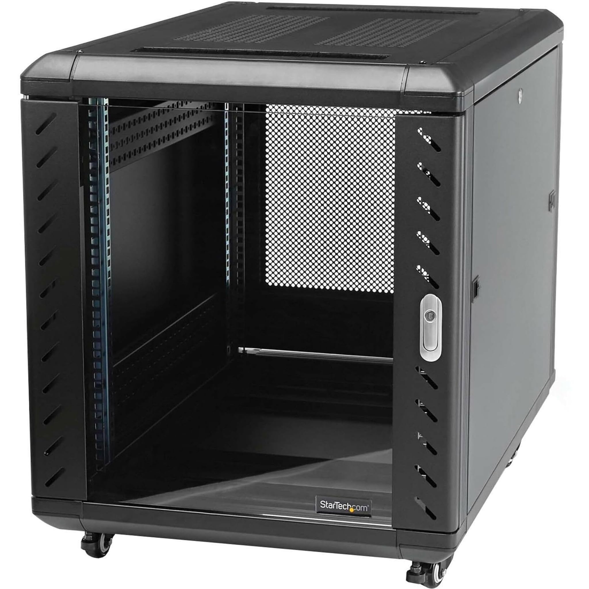 StarTech.com Armadio Rack 15U 19" con Sportello in Vetro, Server rack 4 Montanti con Serratura e Ruote, Profondità Regolabile