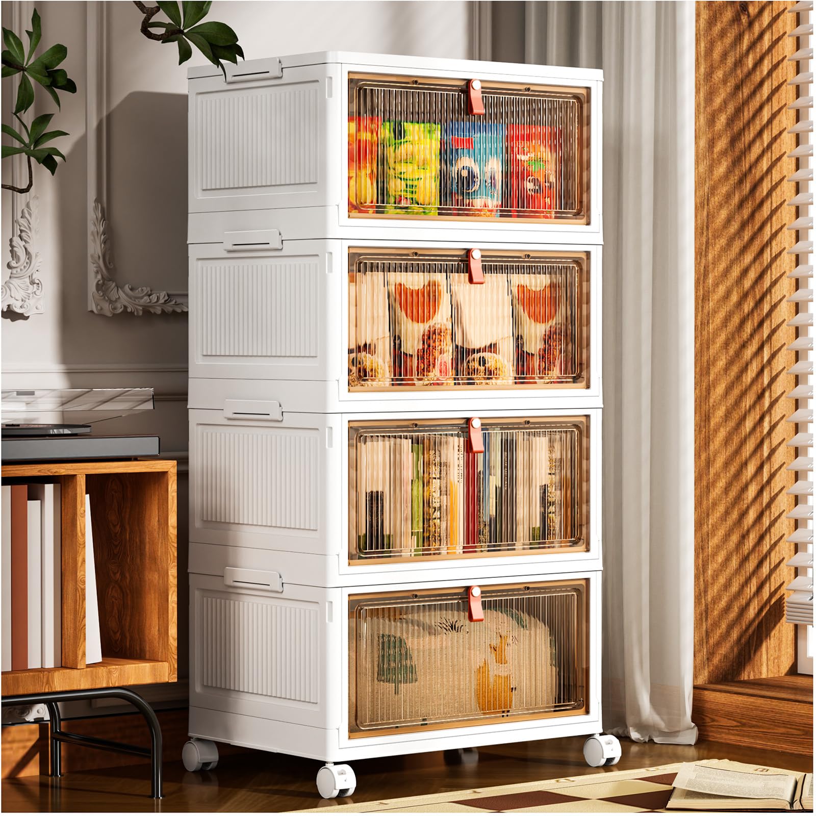 Scatole Plastica con Coperchio 28L*4, Bianco