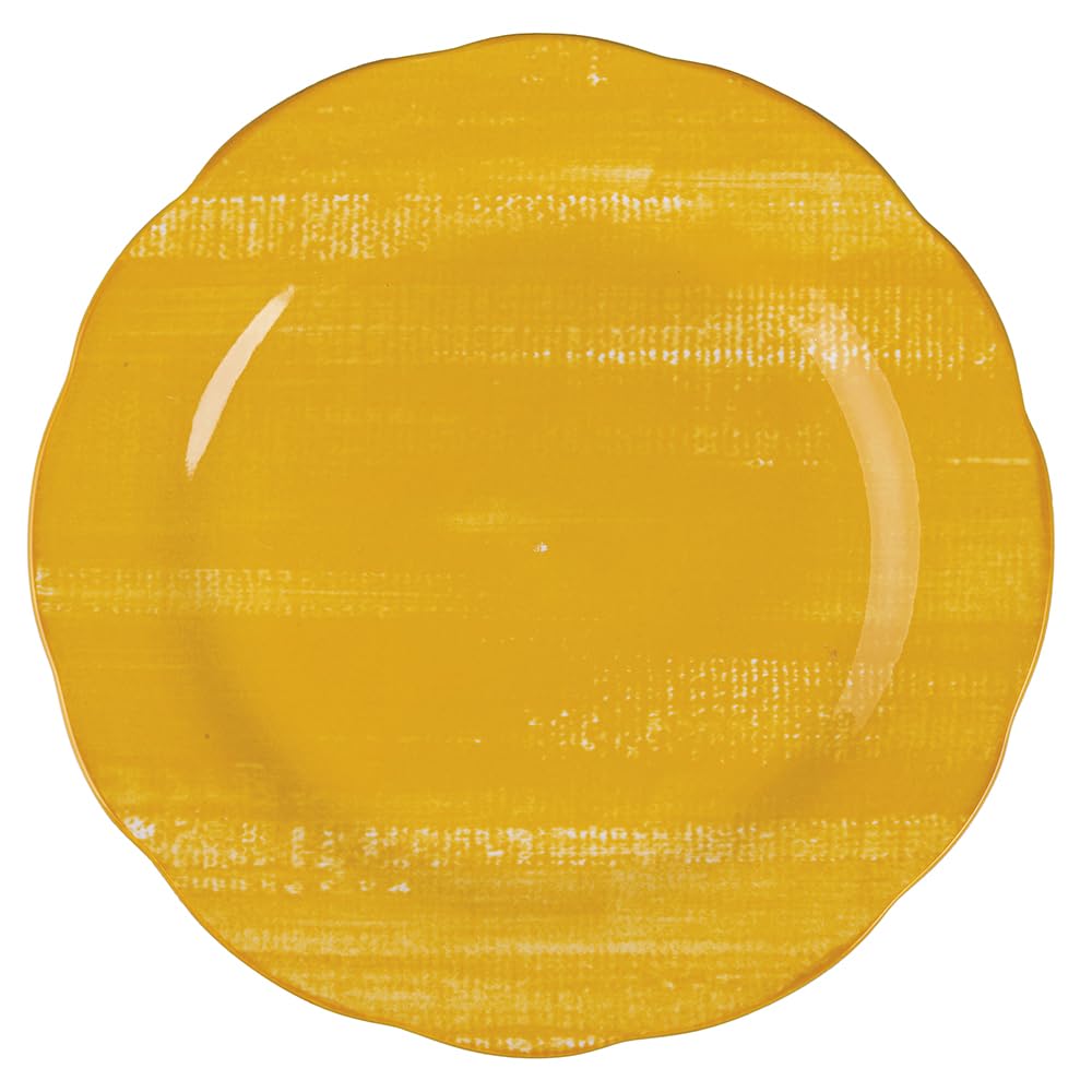 Set 6 Piatto piano in porcellana, bordo smerlato, giallo, Versilia