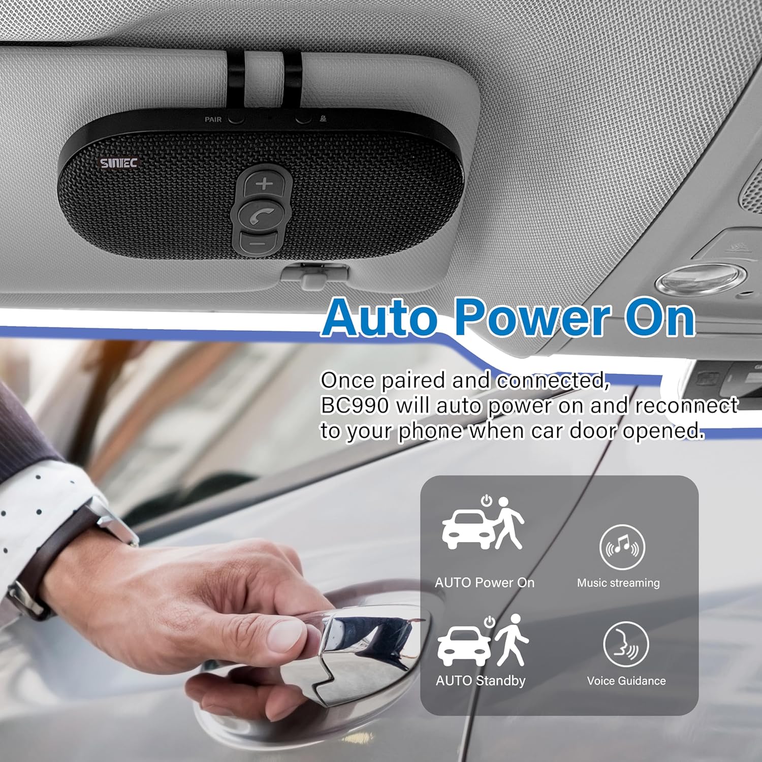 Sunitec Vivavoce Auto Bluetooth 5.1 con Clip - immagine 3