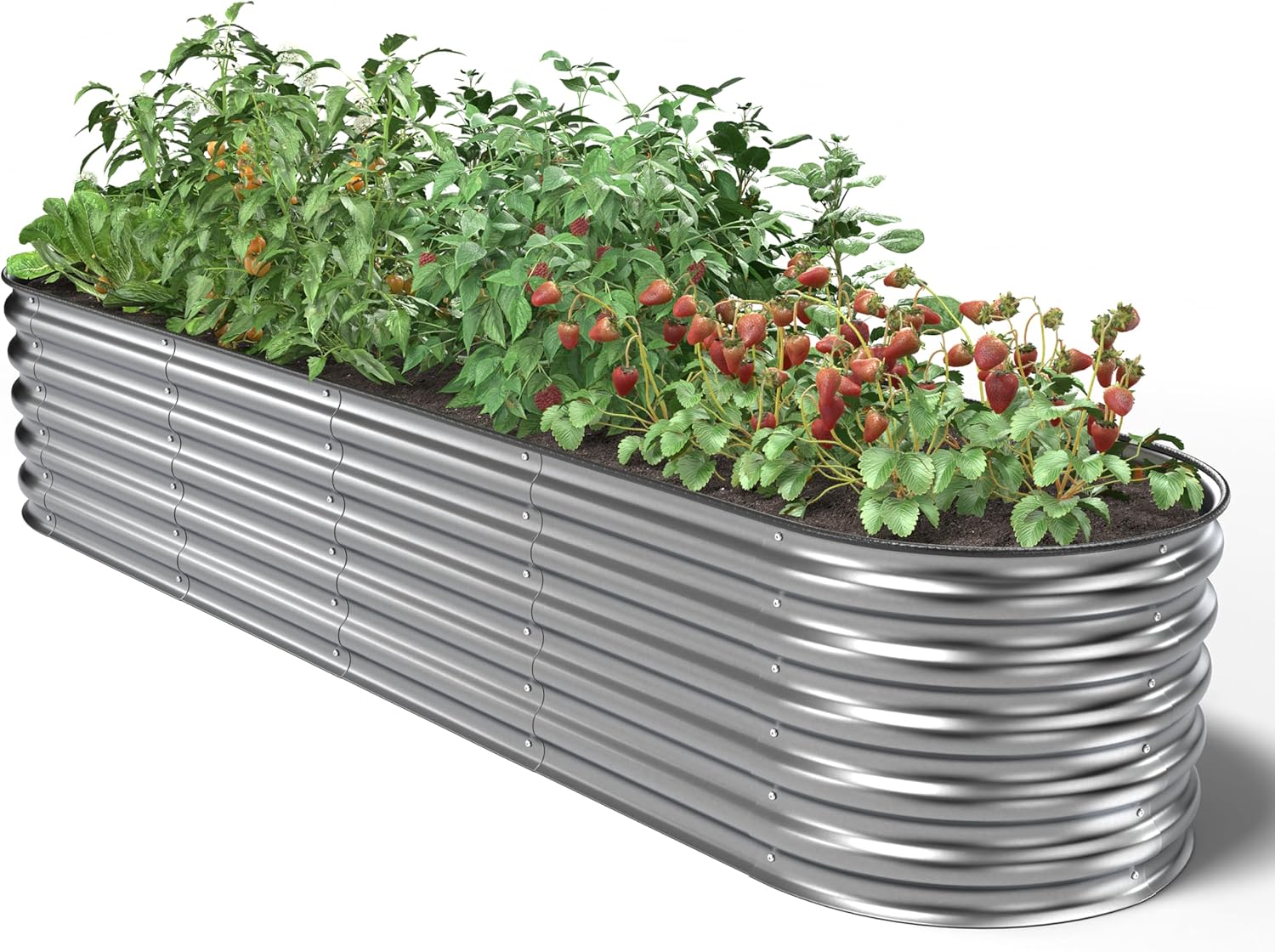 UNIGARDIA Aiuola Rialzata in Metallo 240x60x43 cm, Argento - immagine 1